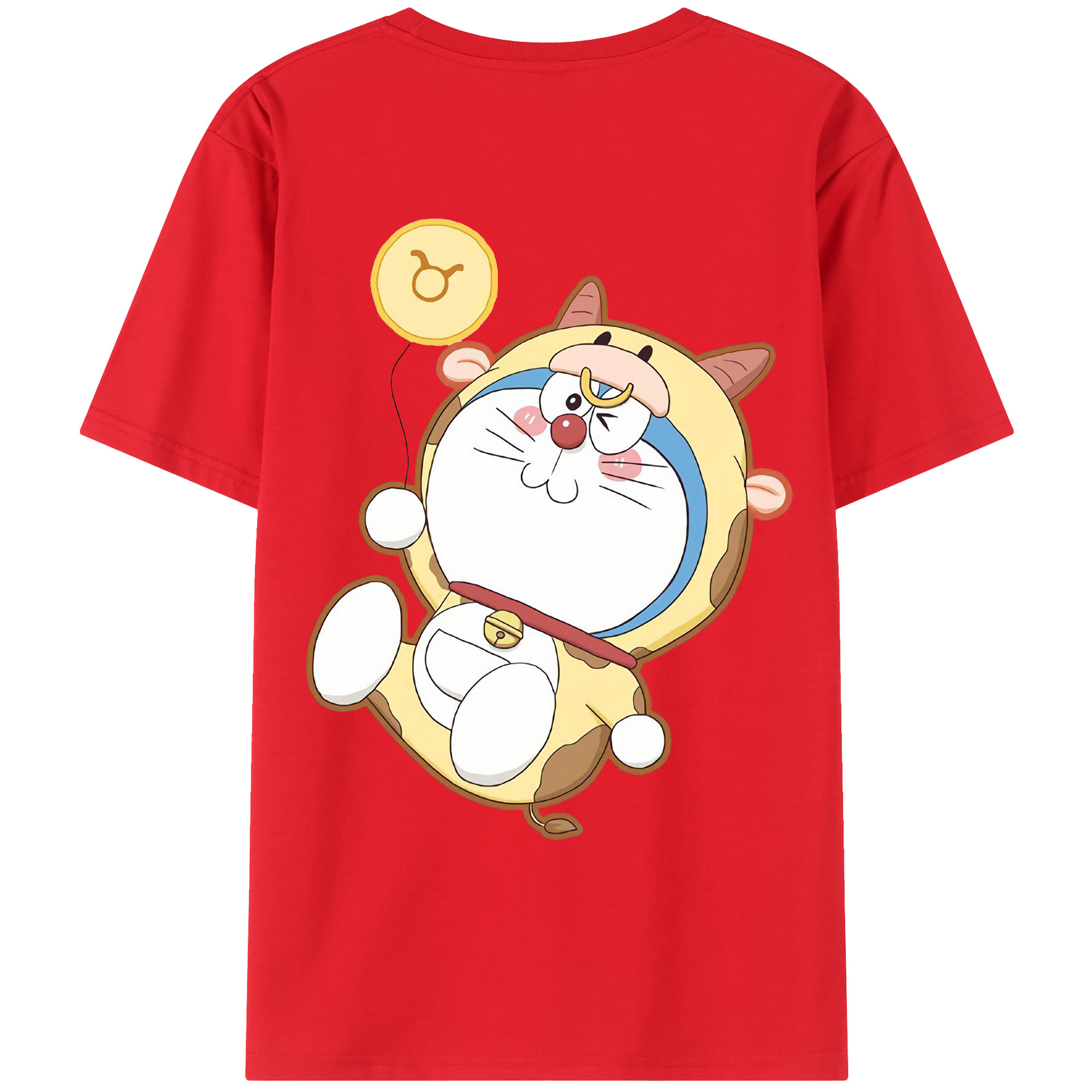 （画像用） ドラえもん Doraemon 綿100％ メンズ半袖Tシャツ（バックプリント） 通気性