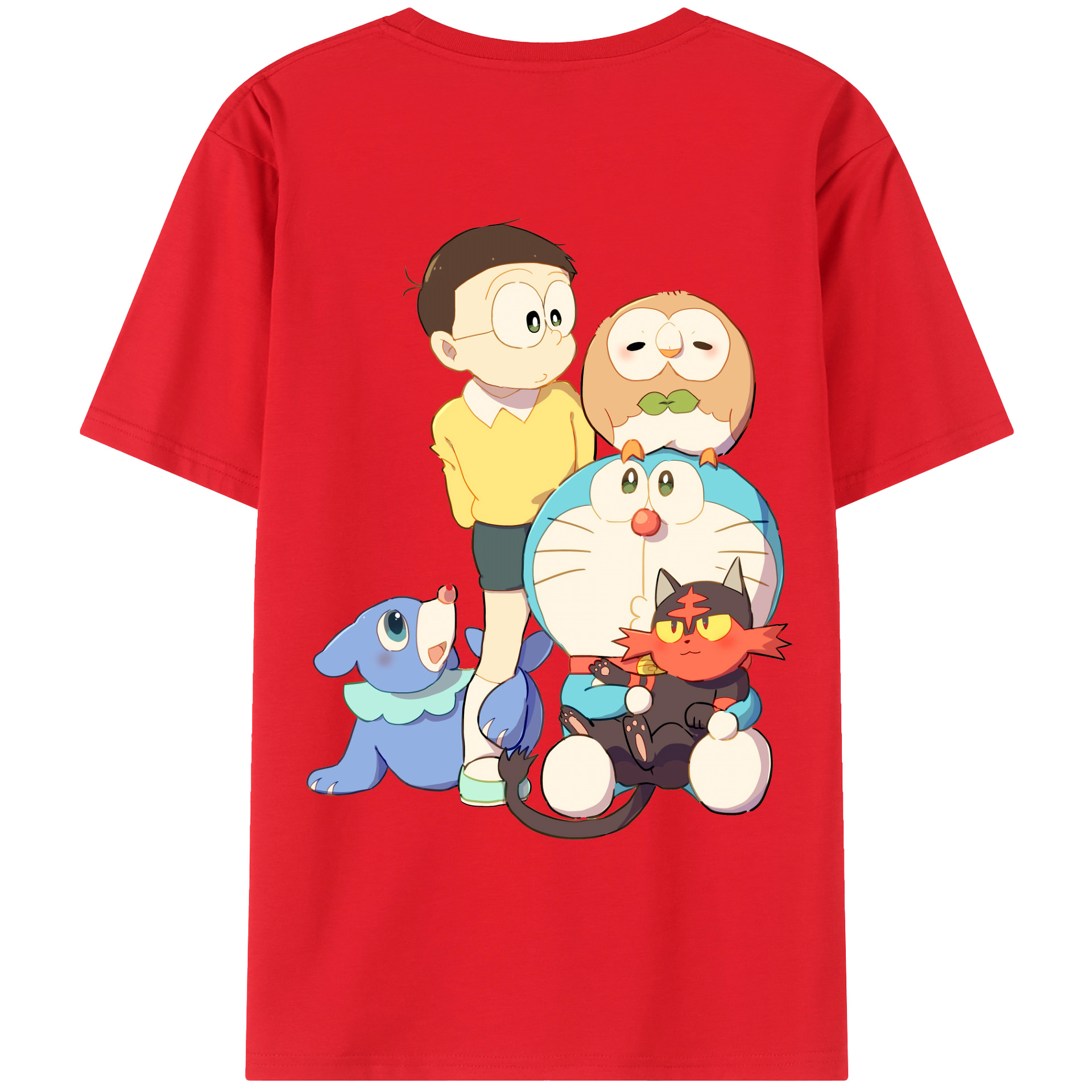 （画像用） ドラえもん Doraemon 綿100％ メンズ半袖Tシャツ（バックプリント） 通気性