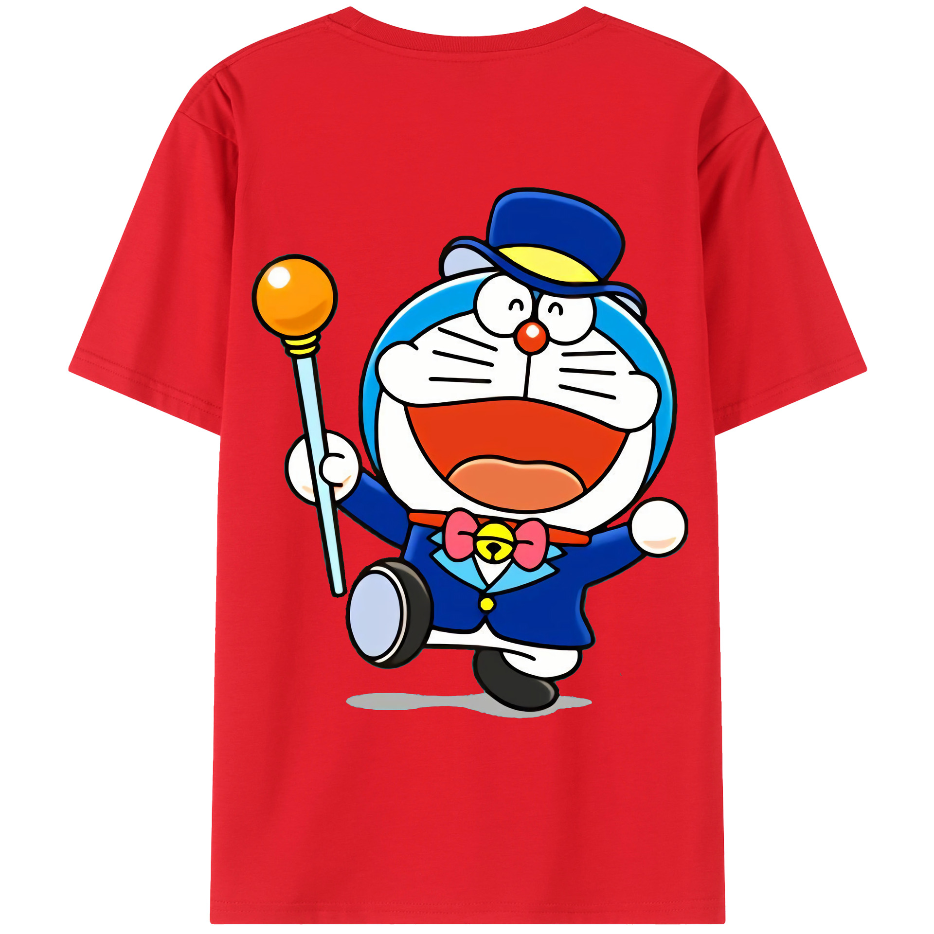 （画像用） ドラえもん Doraemon 綿100％ メンズ半袖Tシャツ（バックプリント） 通気性