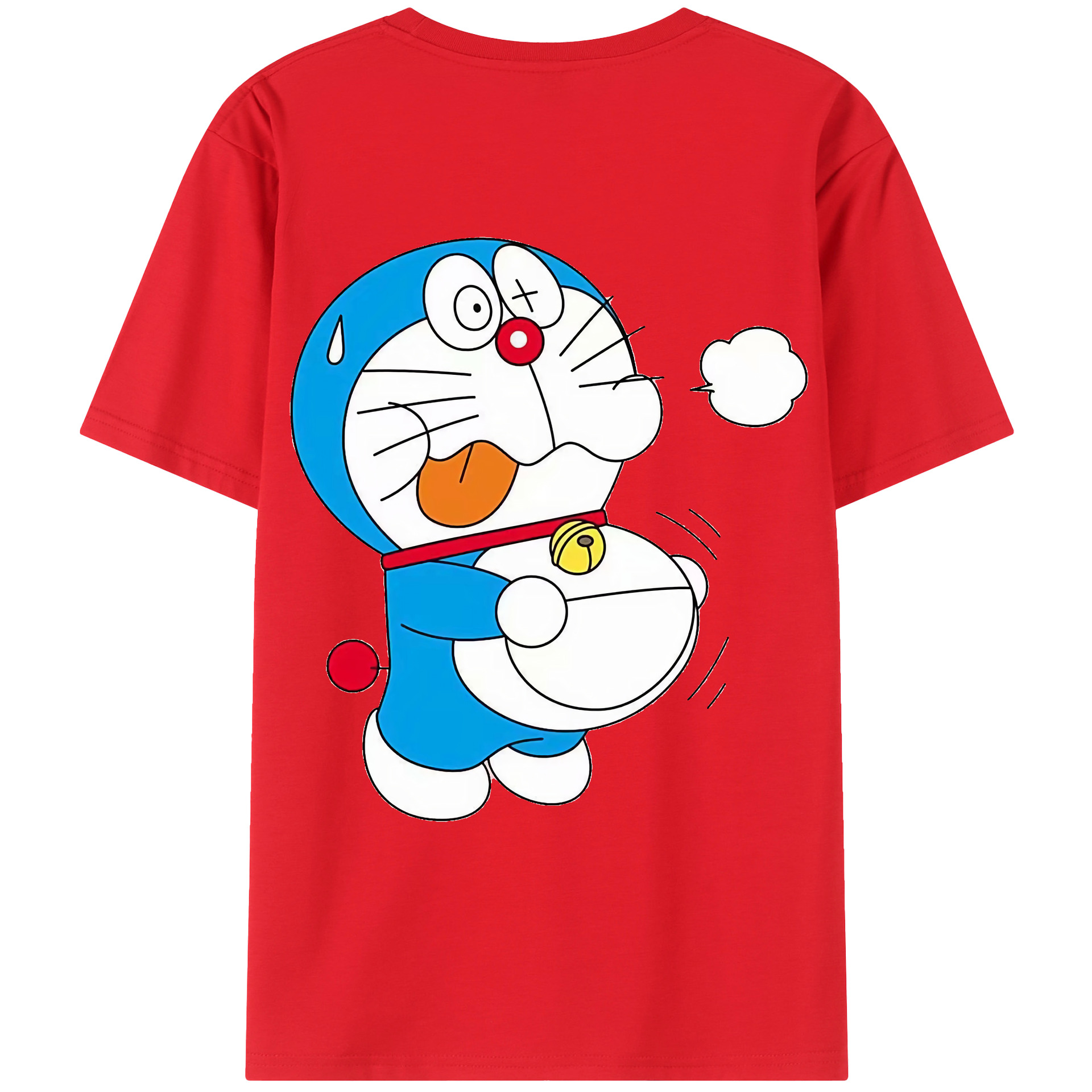 （画像用） ドラえもん Doraemon 綿100％ メンズ半袖Tシャツ（バックプリント） 通気性
