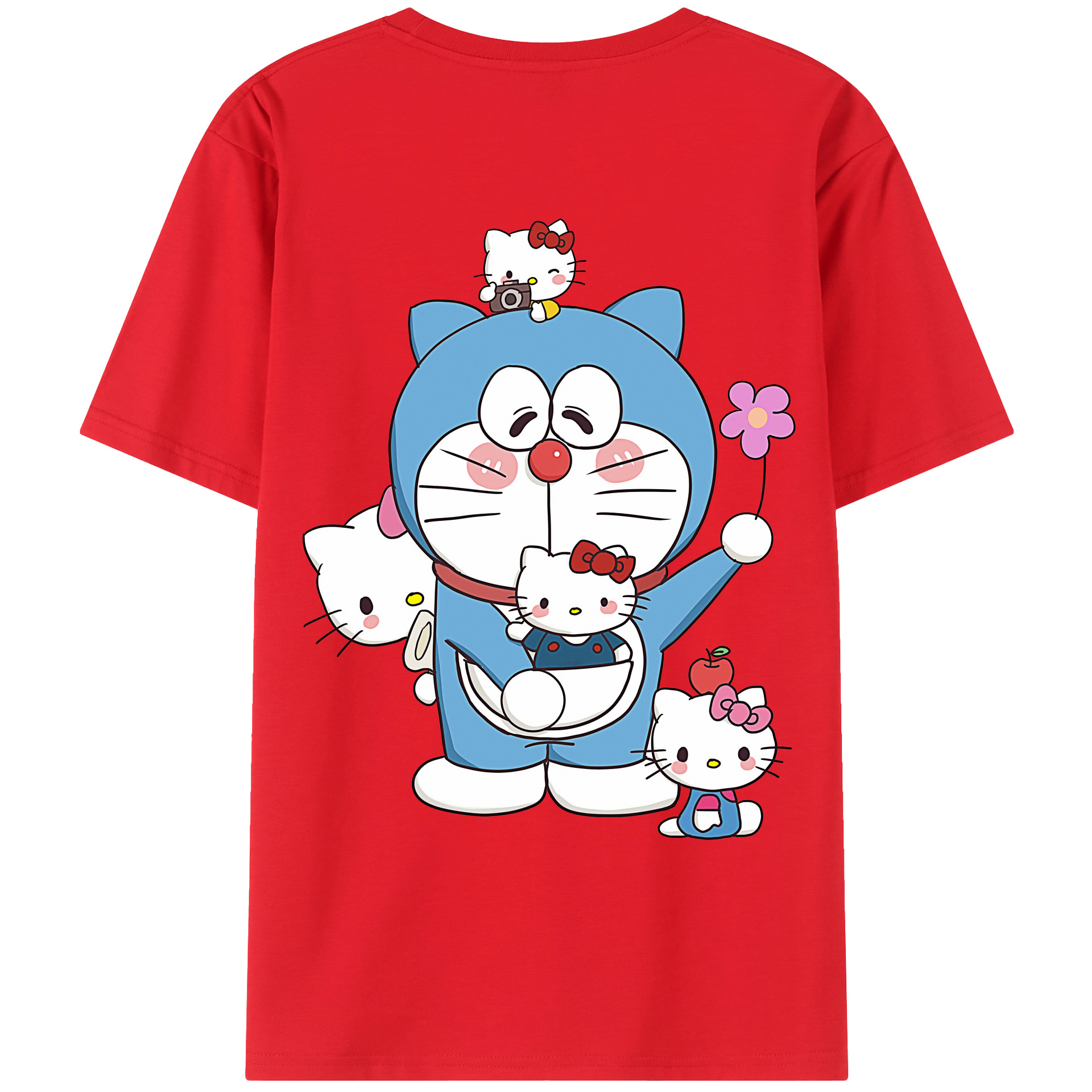 （画像用） ドラえもん Doraemon 綿100％ メンズ半袖Tシャツ（バックプリント） 通気性