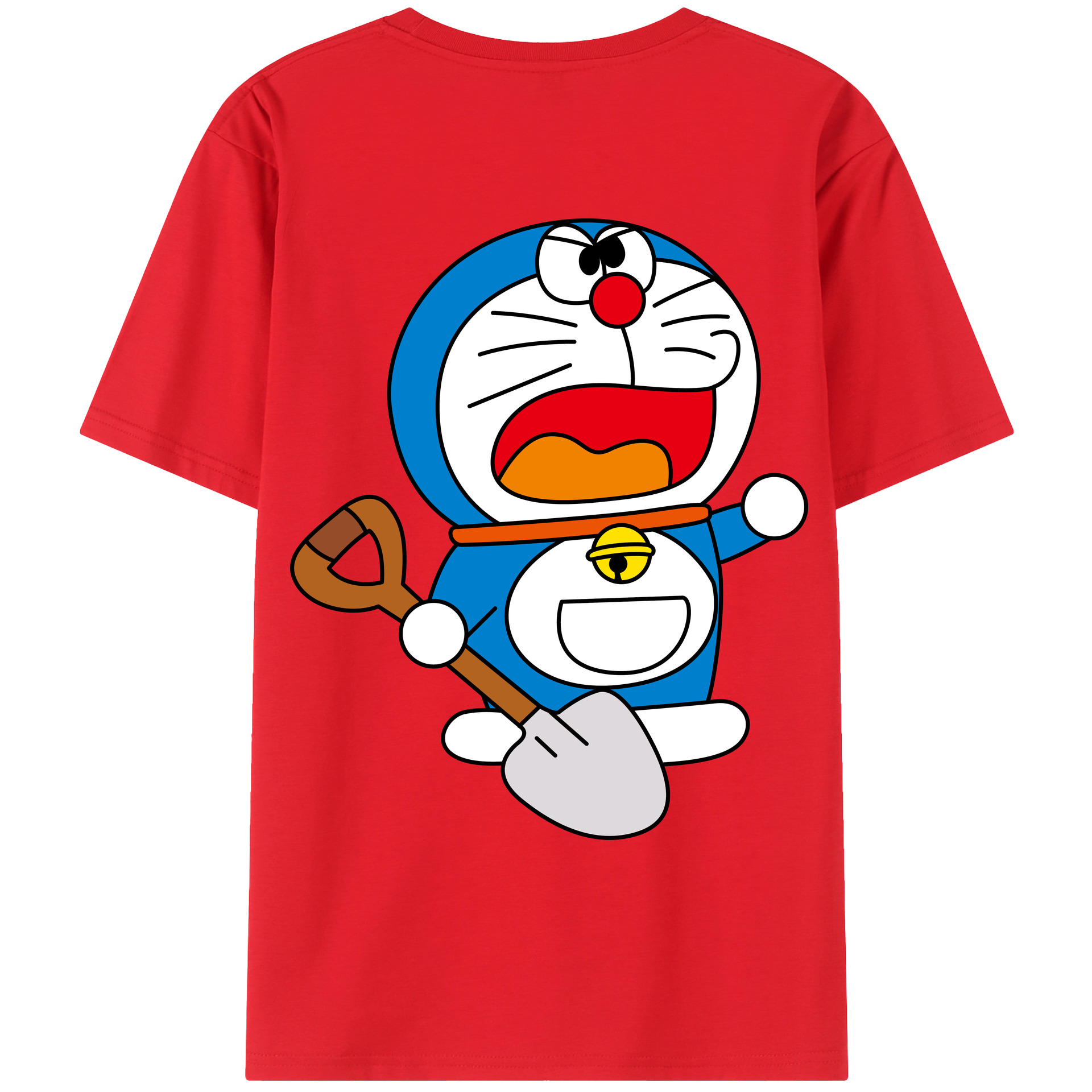 （画像用） ドラえもん Doraemon 綿100％ メンズ半袖Tシャツ（バックプリント） 通気性