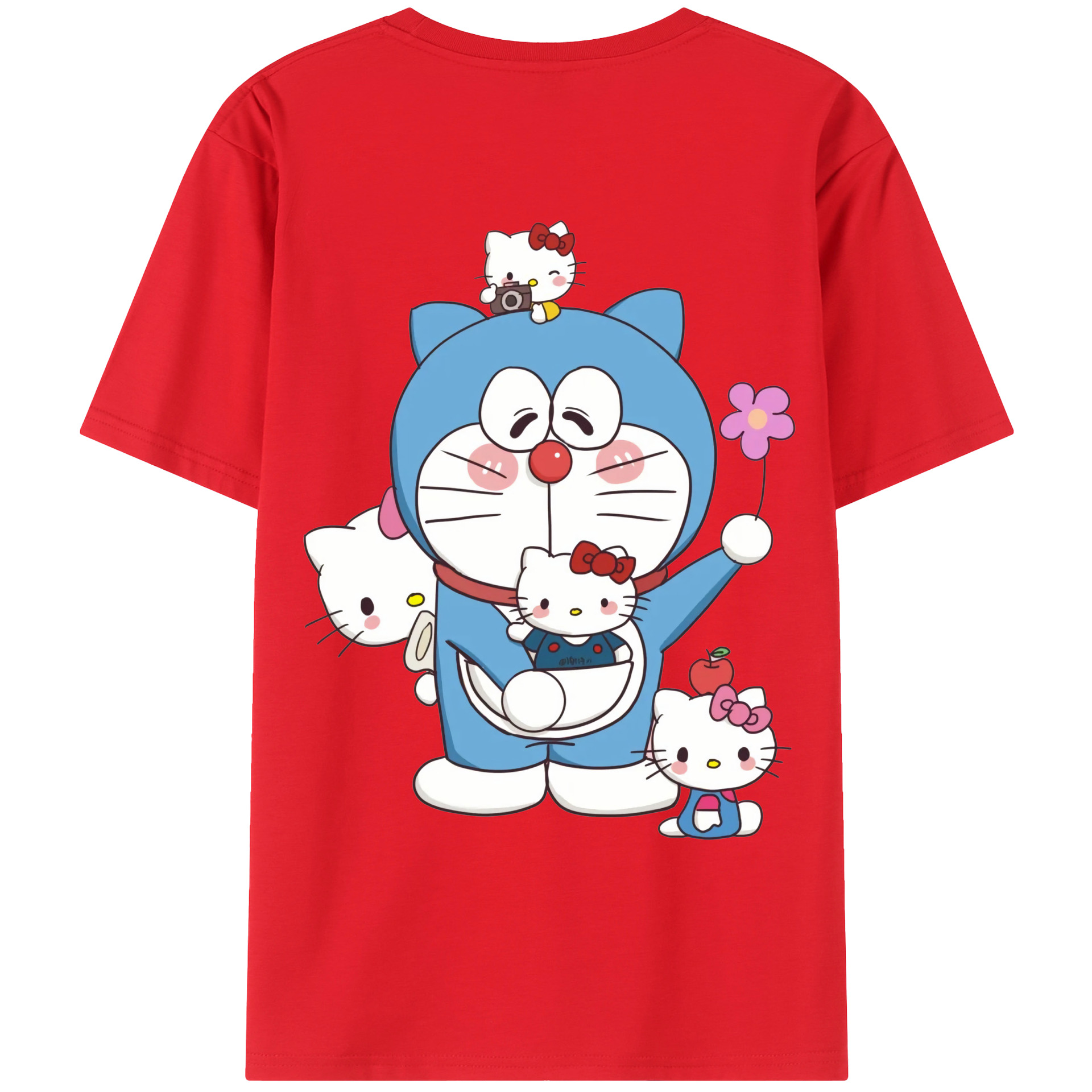 （画像用） ドラえもん Doraemon 綿100％ メンズ半袖Tシャツ（バックプリント） 通気性