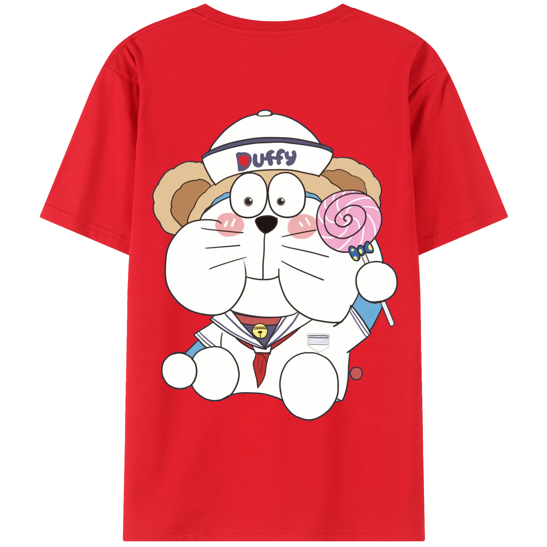 （画像用） ドラえもん Doraemon 綿100％ メンズ半袖Tシャツ（バックプリント） 通気性
