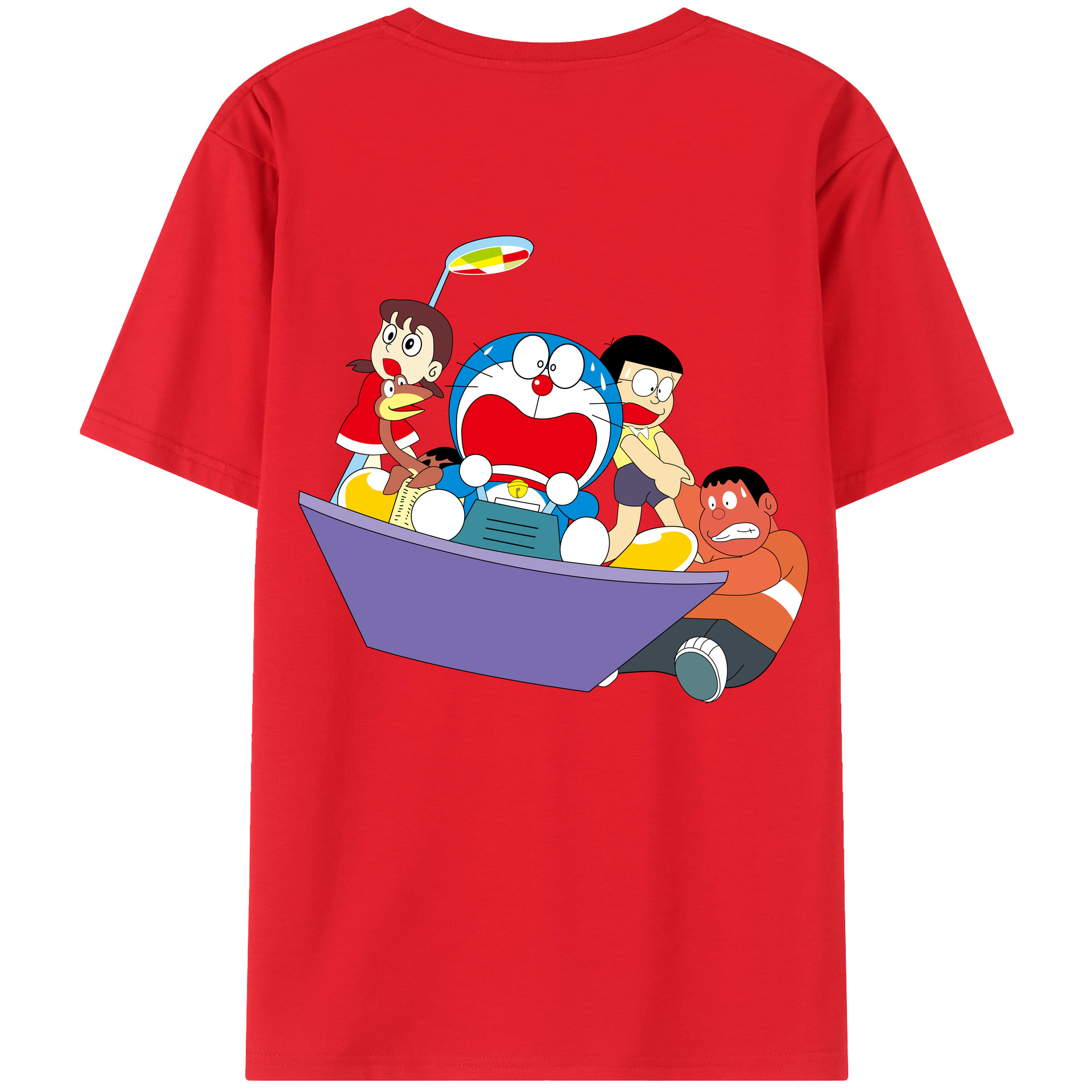 （画像用） ドラえもん Doraemon 綿100％ メンズ半袖Tシャツ（バックプリント） 通気性