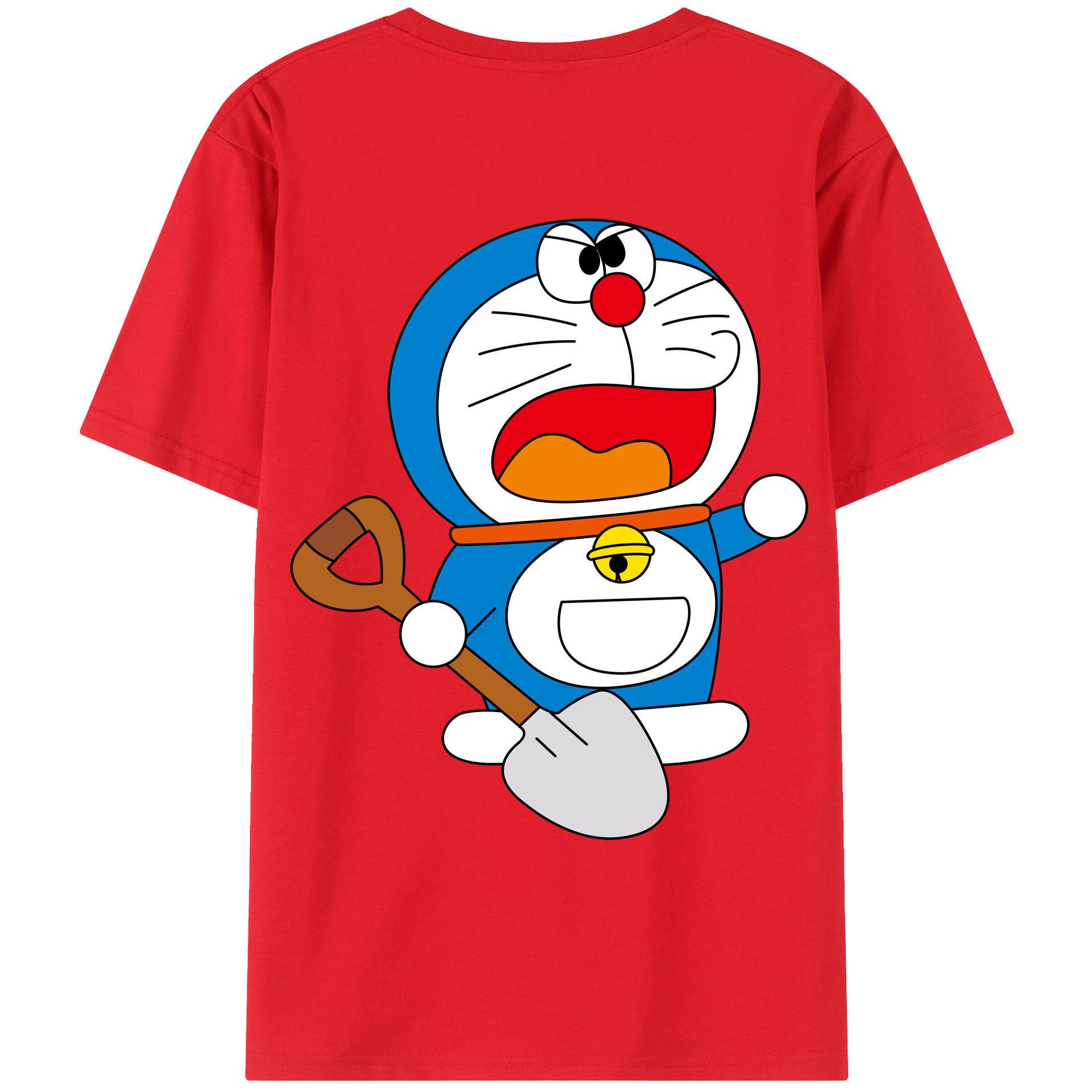 （画像用） ドラえもん Doraemon 綿100％ メンズ半袖Tシャツ（バックプリント） 通気性