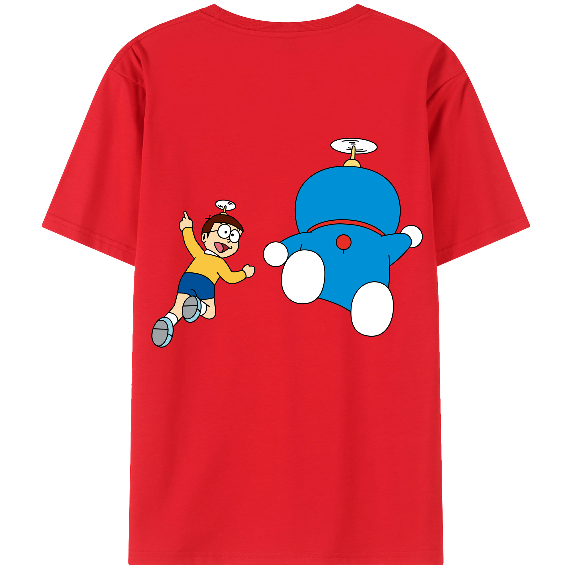 （画像用） ドラえもん 野比 のび太 Doraemon Nobita Nobi 綿100％ メンズ半袖Tシャツ（バックプリント） 通気性