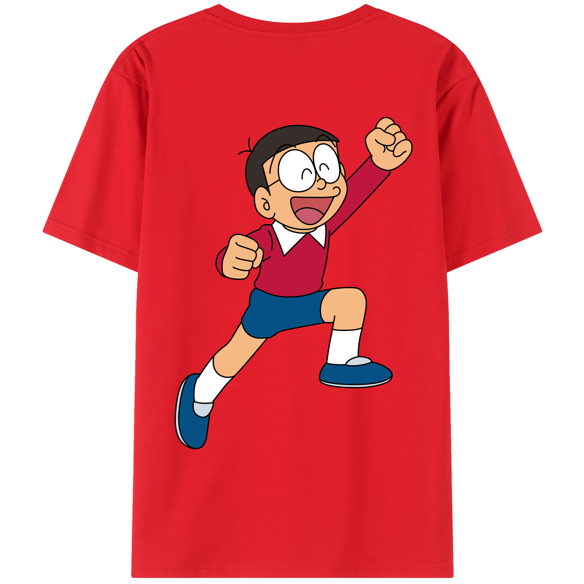 （画像用） ドラえもん 野比 のび太 Doraemon Nobita Nobi 綿100％ メンズ半袖Tシャツ（バックプリント） 通気性