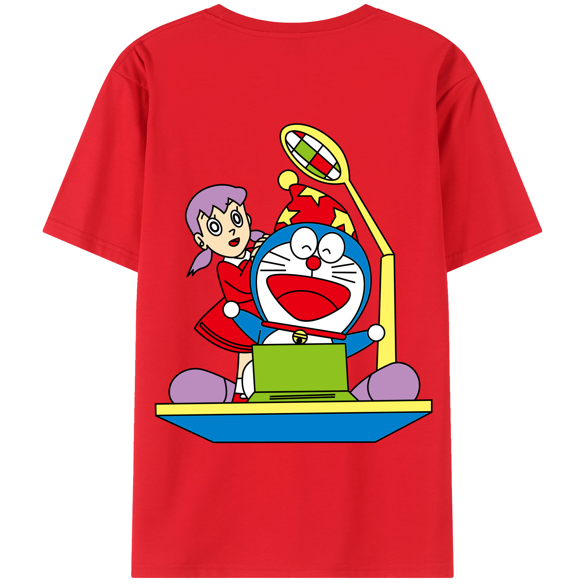 （画像用） ドラえもん みなもと しずか Doraemon Shizuka Minamoto 綿100％ メンズ半袖Tシャツ（バックプリント） 通気性