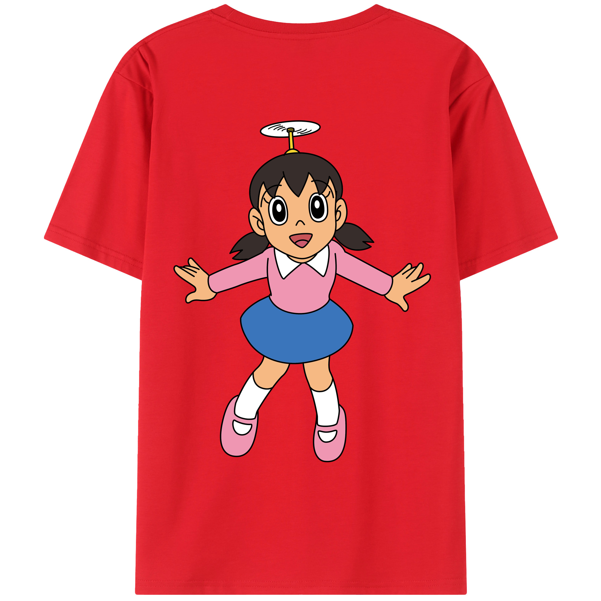 （画像用） ドラえもん みなもと しずか Doraemon Shizuka Minamoto 綿100％ メンズ半袖Tシャツ（バックプリント） 通気性
