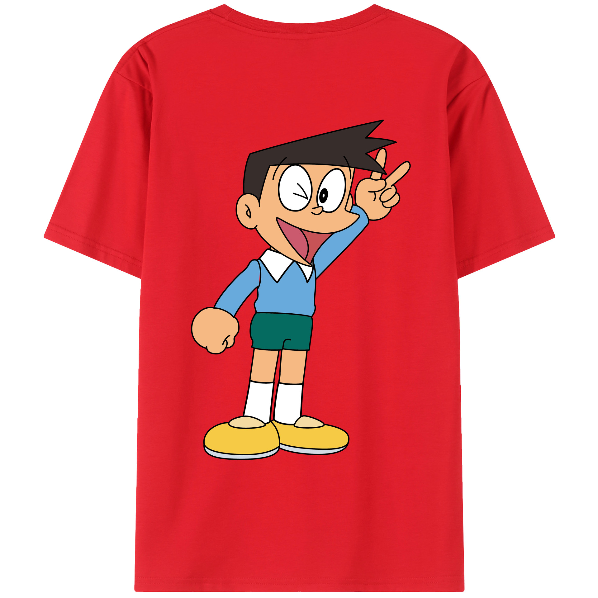 （画像用） ドラえもん 骨川 スネ夫 Doraemon Honekawa Suneo 綿100％ メンズ半袖Tシャツ（バックプリント） 通気性