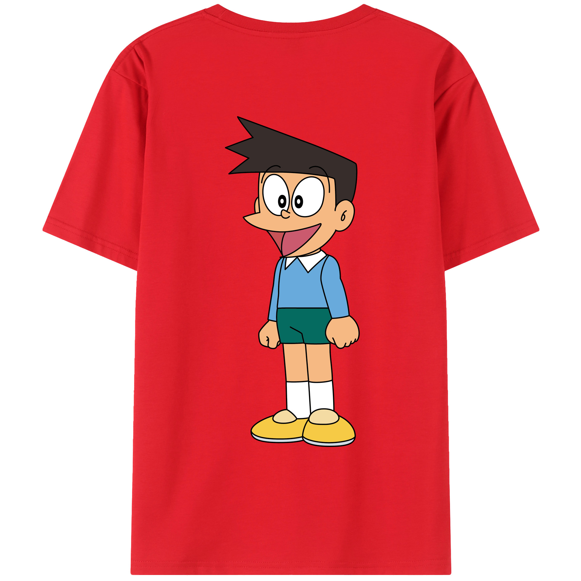 （画像用） ドラえもん 骨川 スネ夫 Doraemon Honekawa Suneo 綿100％ メンズ半袖Tシャツ（バックプリント） 通気性