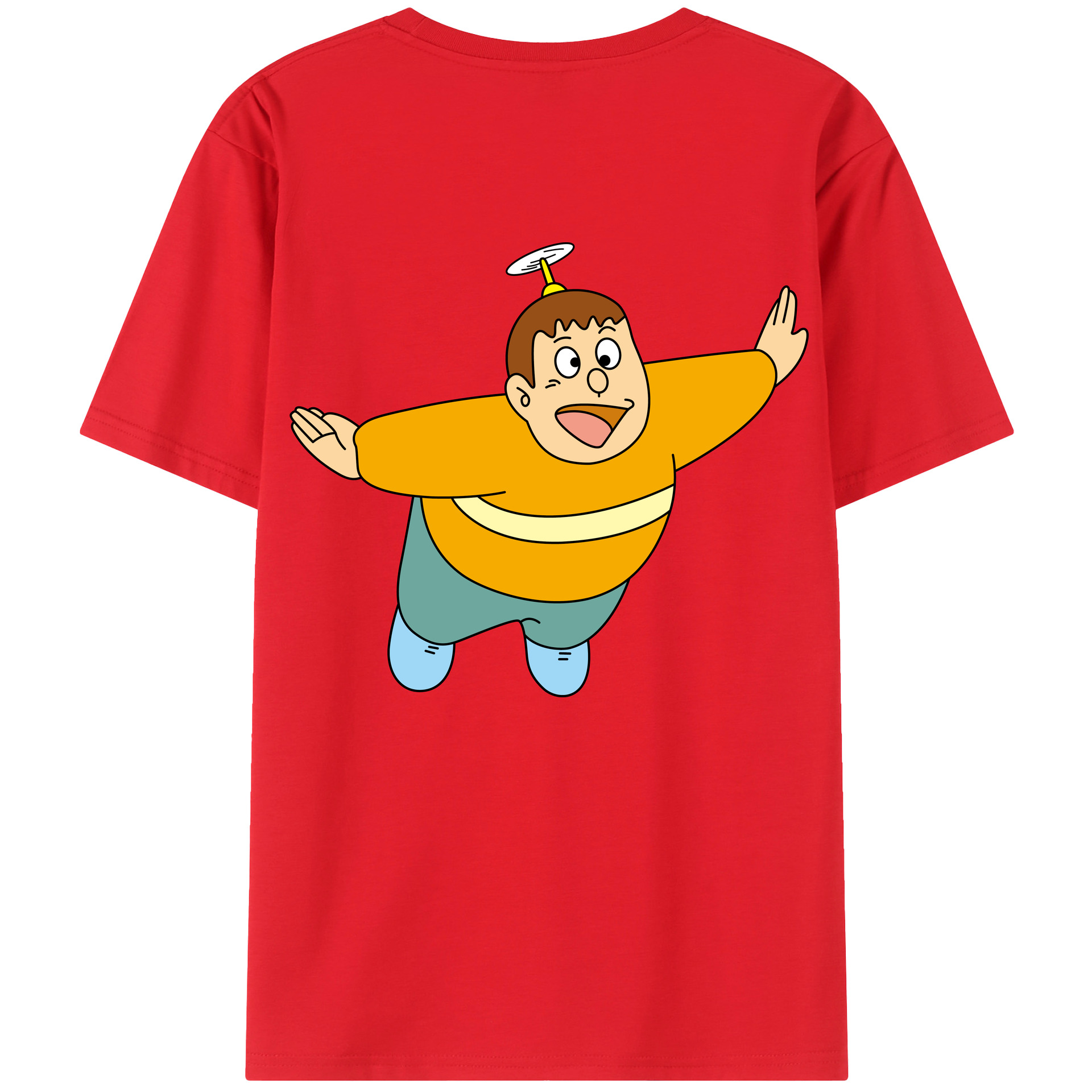 （画像用） ドラえもん 剛田武 Doraemon Gouta Takeshi 綿100％ メンズ半袖Tシャツ（バックプリント） 通気性