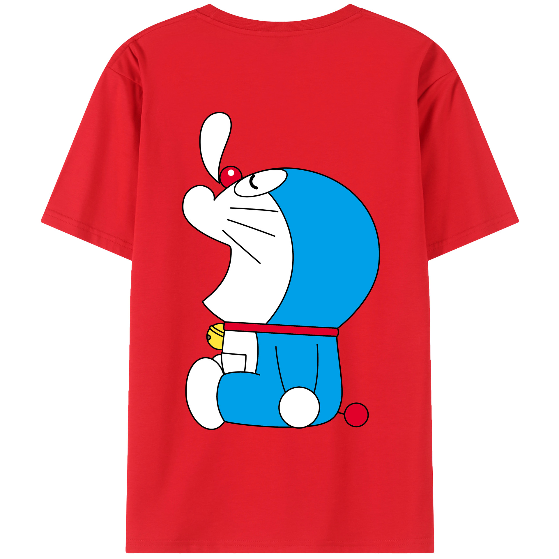 （画像用） ドラえもん Doraemon 綿100％ メンズ半袖Tシャツ（バックプリント） 通気性