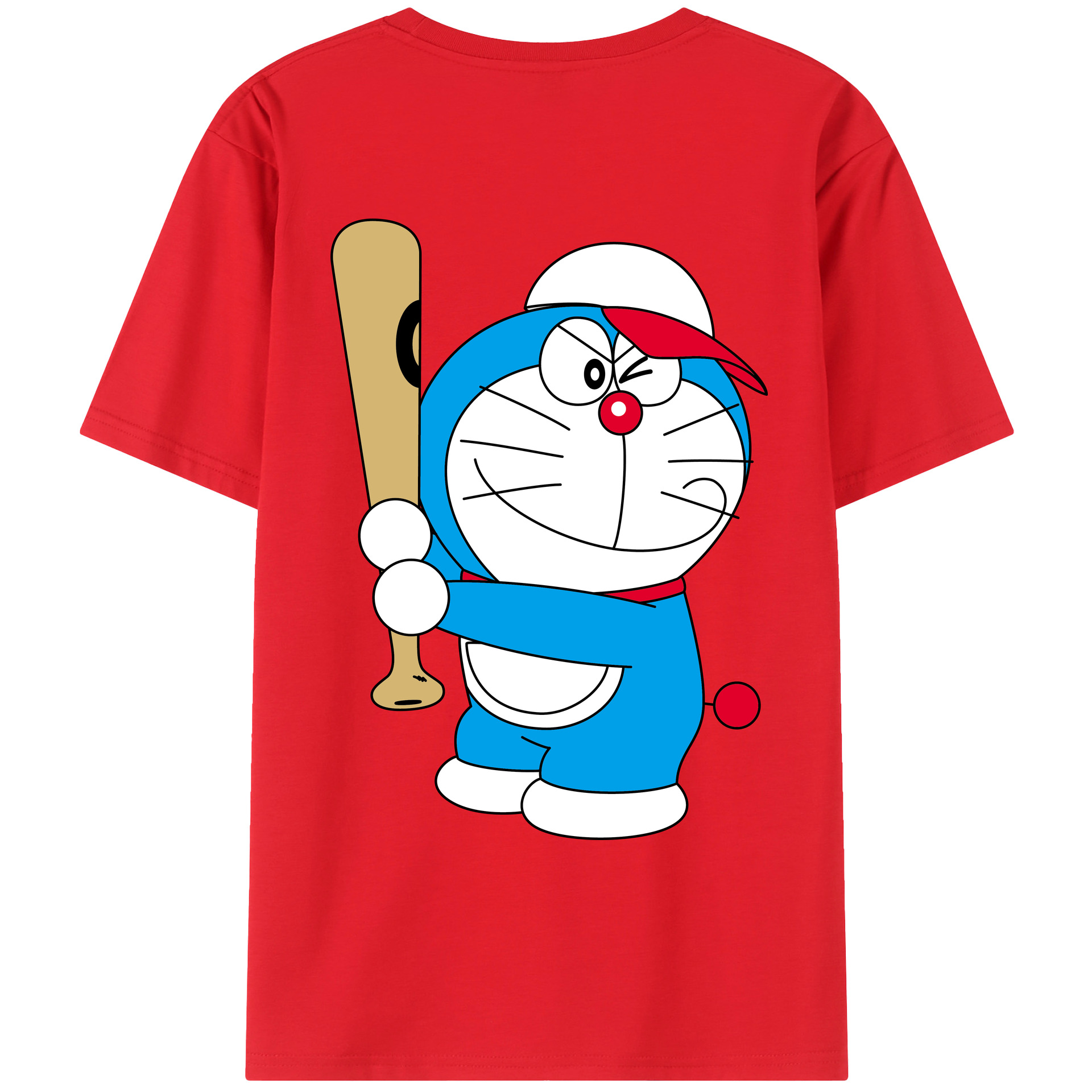 （画像用） ドラえもん Doraemon 綿100％ メンズ半袖Tシャツ（バックプリント） 通気性