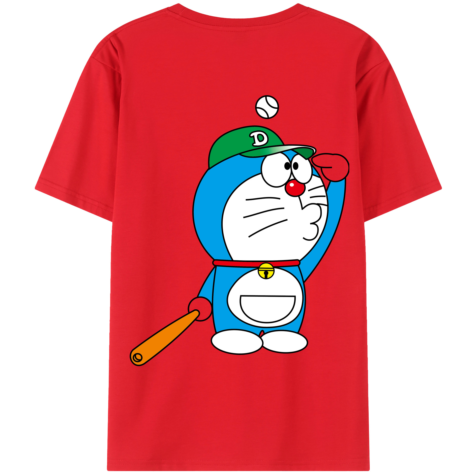 （画像用） ドラえもん Doraemon 綿100％ メンズ半袖Tシャツ（バックプリント） 通気性