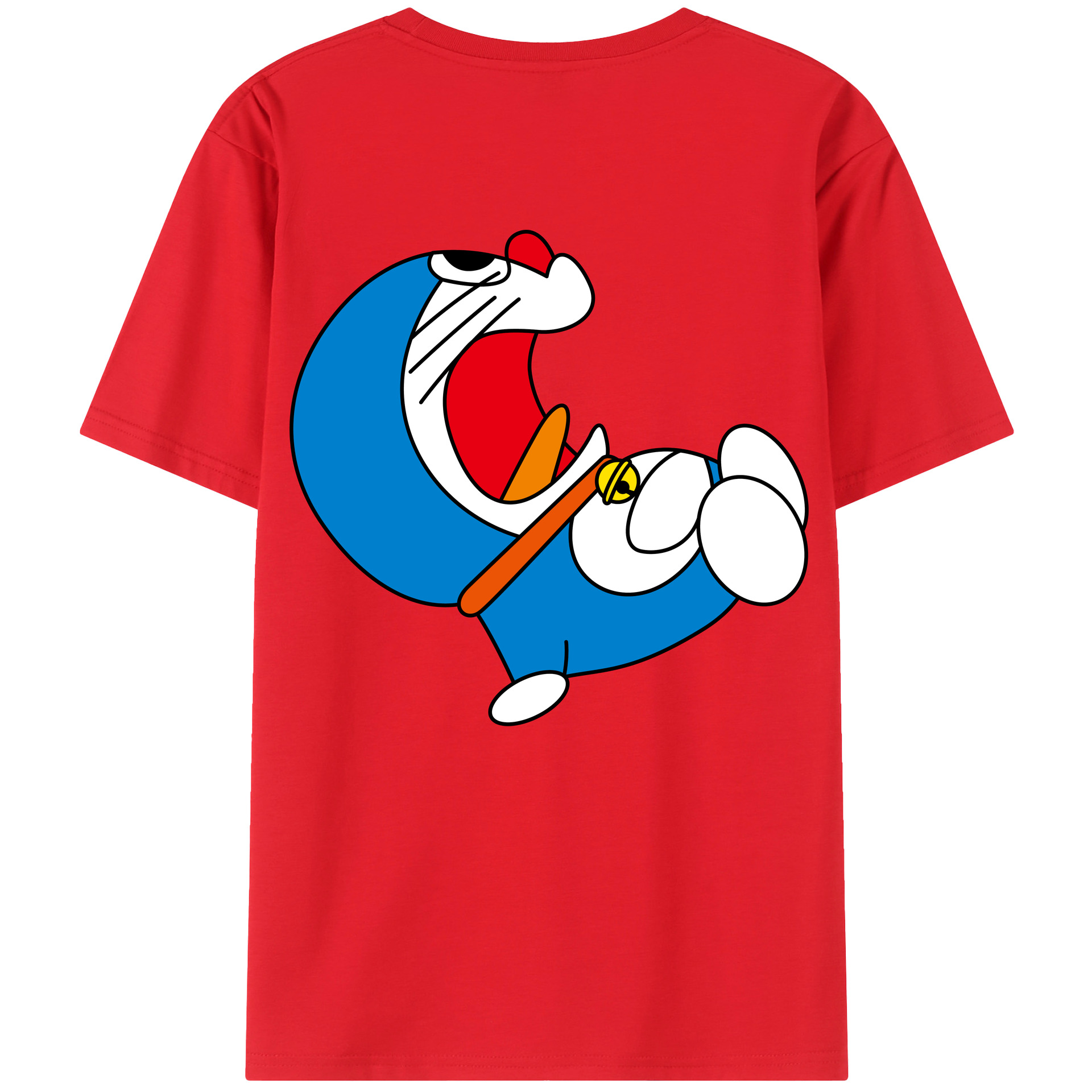 （画像用） ドラえもん Doraemon 綿100％ メンズ半袖Tシャツ（バックプリント） 通気性