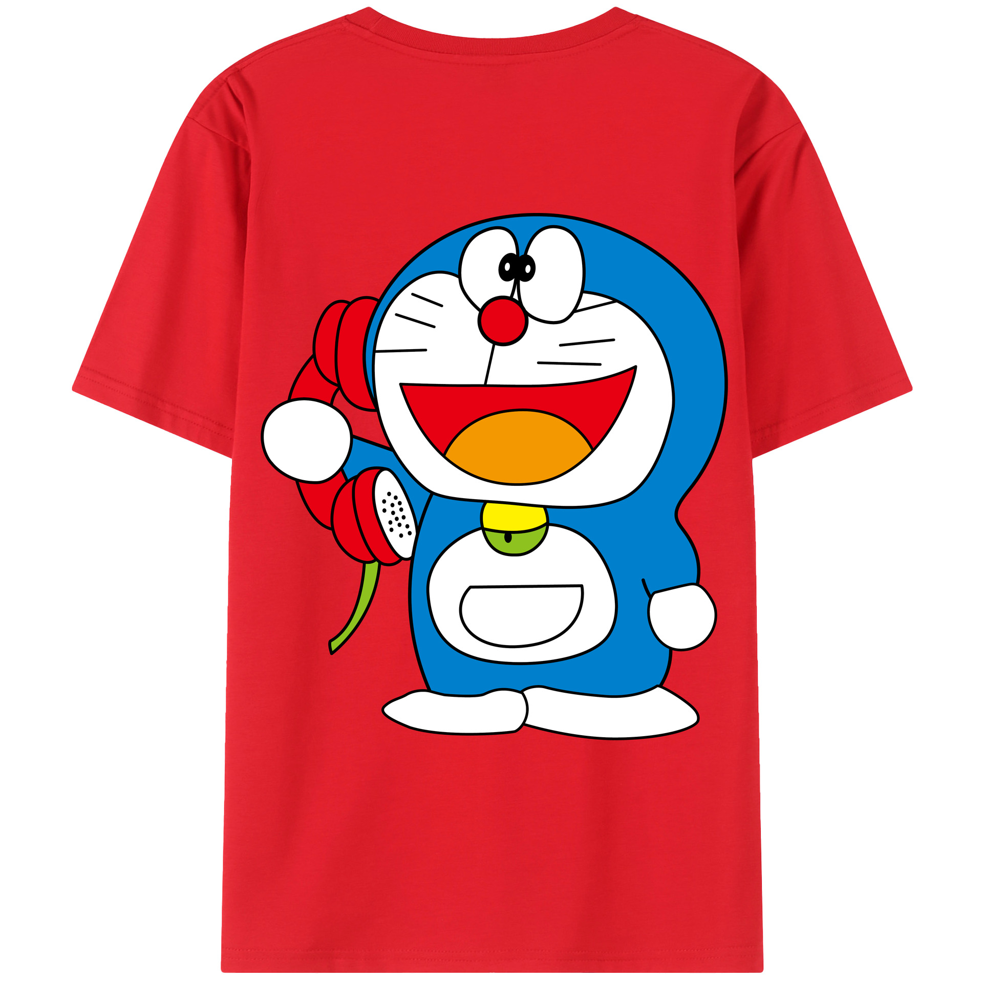 （画像用） ドラえもん Doraemon 綿100％ メンズ半袖Tシャツ（バックプリント） 通気性