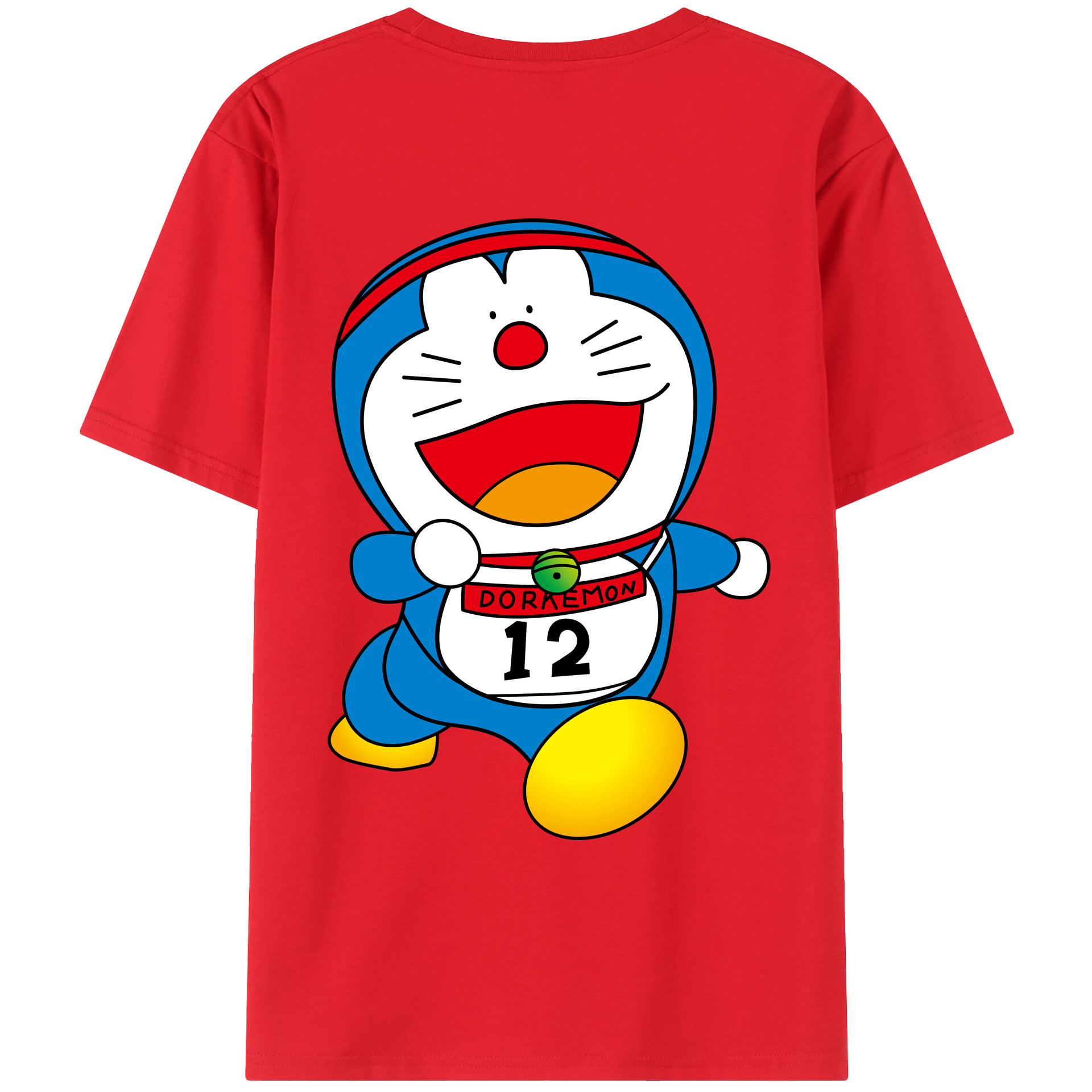 （画像用） ドラえもん Doraemon 綿100％ メンズ半袖Tシャツ（バックプリント） 通気性