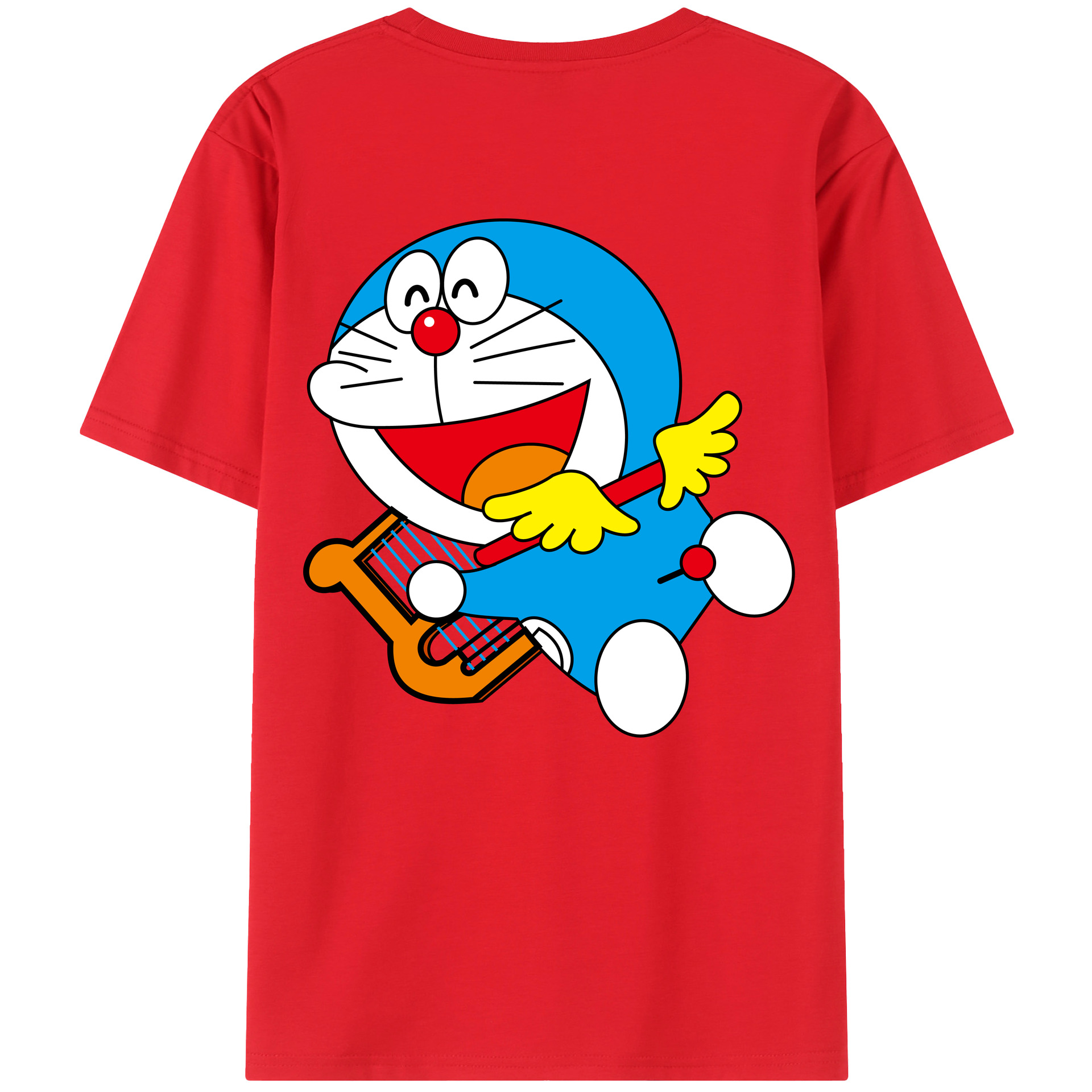 （画像用） ドラえもん Doraemon 綿100％ メンズ半袖Tシャツ（バックプリント） 通気性