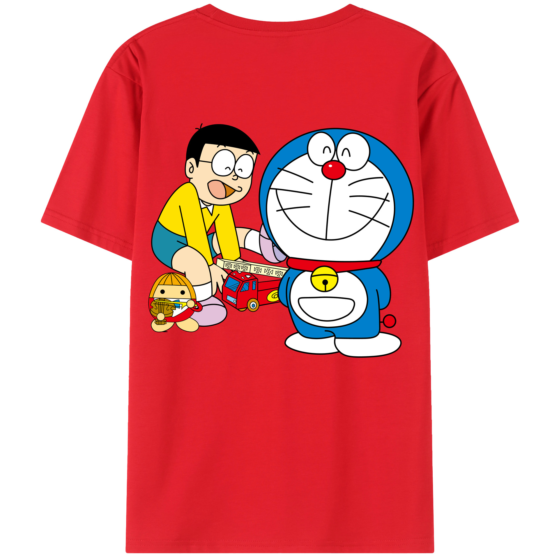 （画像用） ドラえもん Doraemon 綿100％ メンズ半袖Tシャツ（バックプリント） 通気性