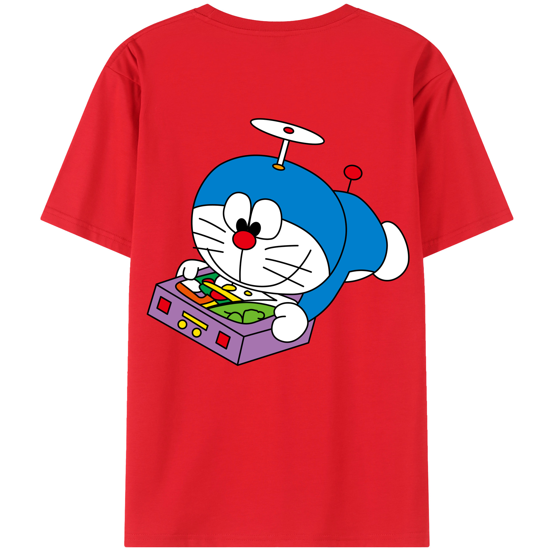 （画像用） ドラえもん Doraemon 綿100％ メンズ半袖Tシャツ（バックプリント） 通気性