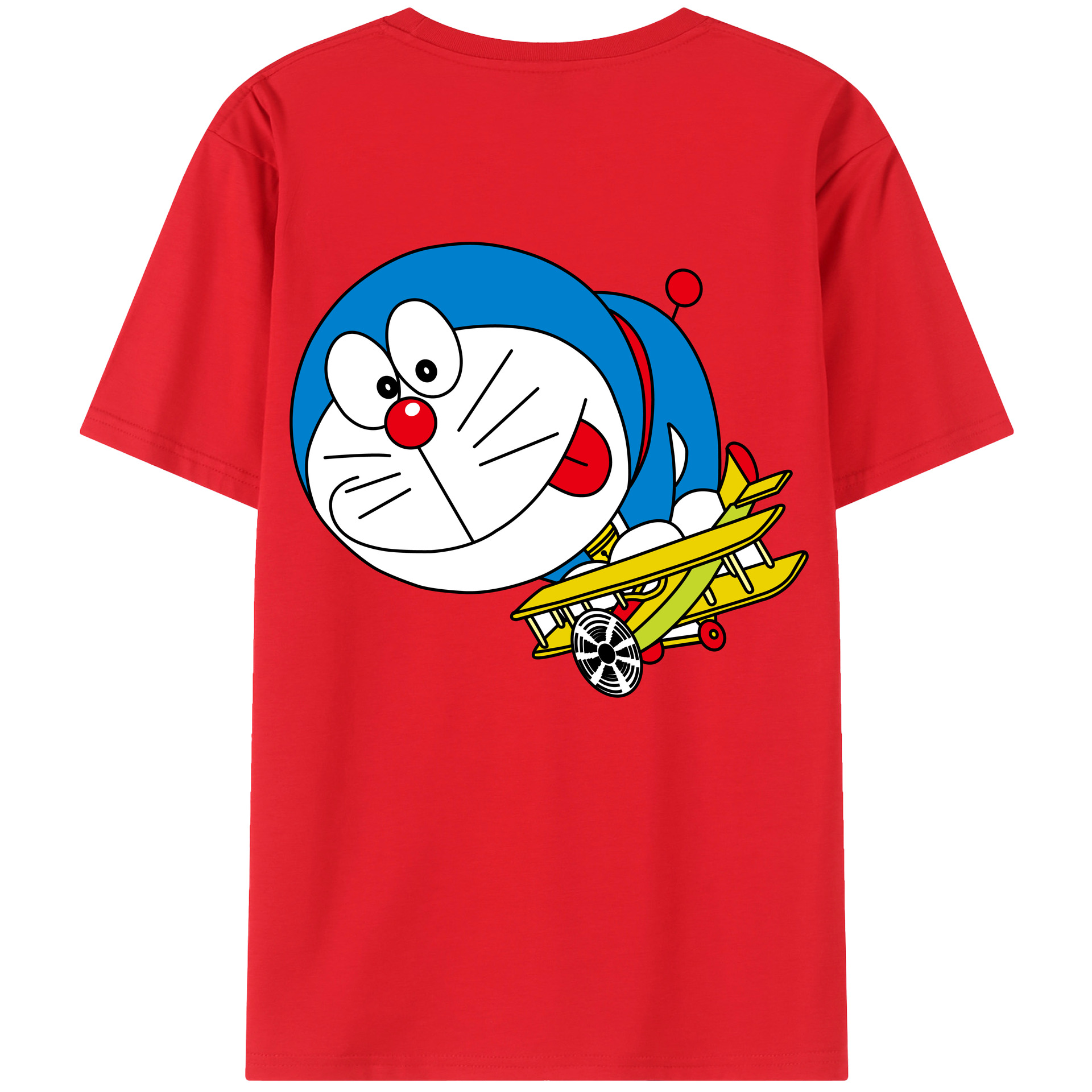 （画像用） ドラえもん Doraemon 綿100％ メンズ半袖Tシャツ（バックプリント） 通気性