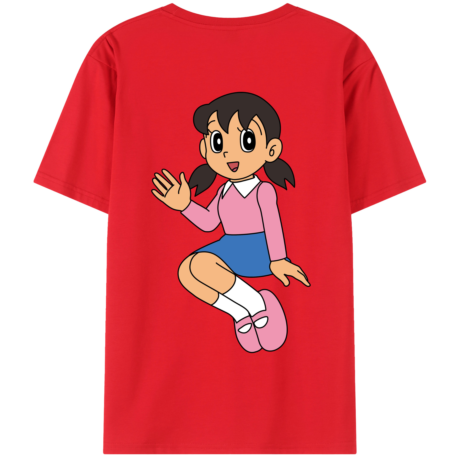 （画像用） ドラえもん みなもと しずか Doraemon Shizuka Minamoto 綿100％ メンズ半袖Tシャツ（バックプリント） 通気性