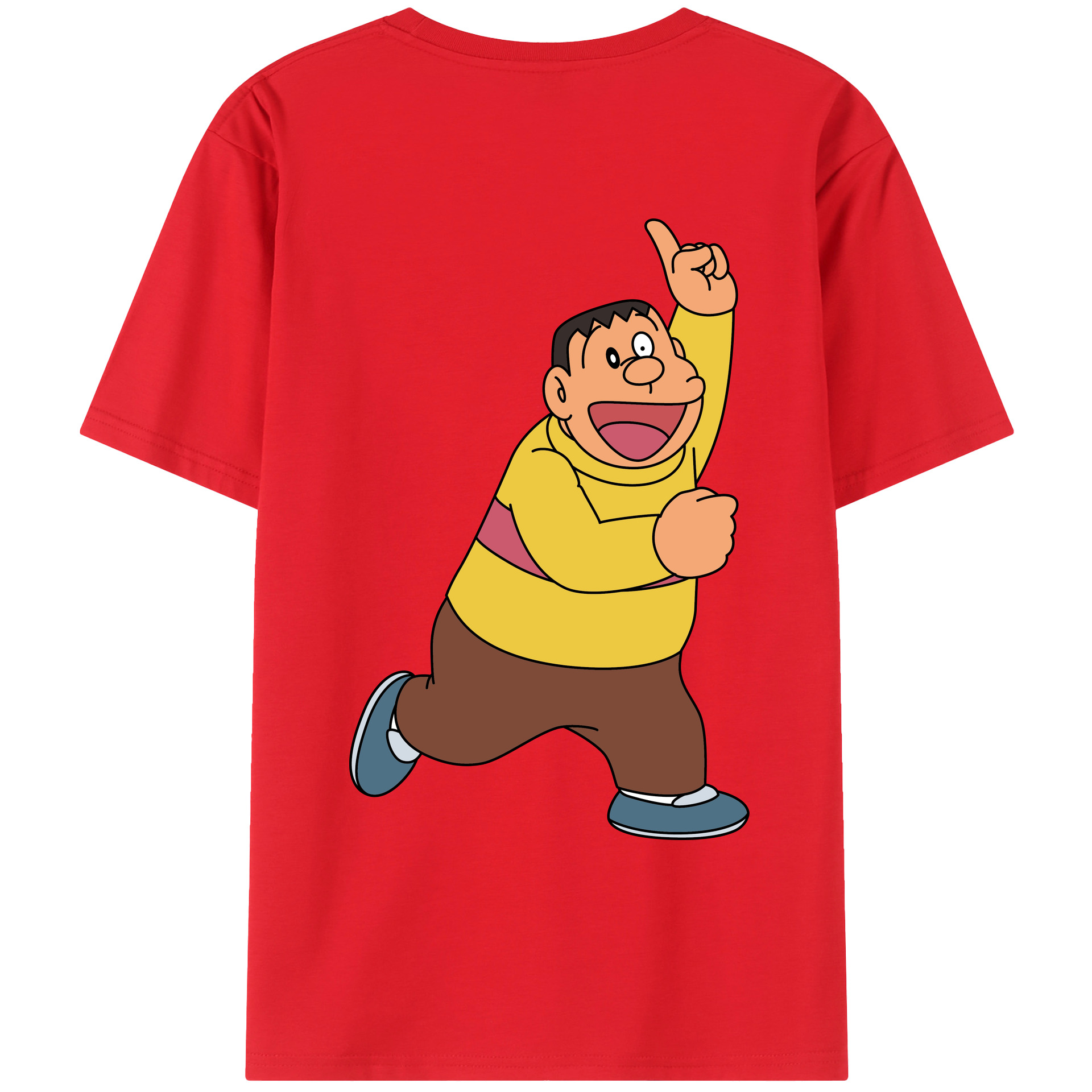 （画像用） ドラえもん 剛田武 Doraemon Gouta Takeshi 綿100％ メンズ半袖Tシャツ（バックプリント） 通気性