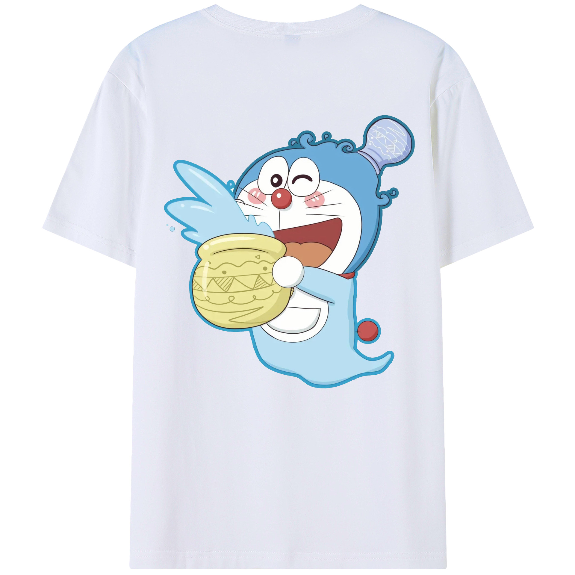 （画像用） ドラえもん Doraemon 綿100％ メンズ半袖Tシャツ（バックプリント） 通気性