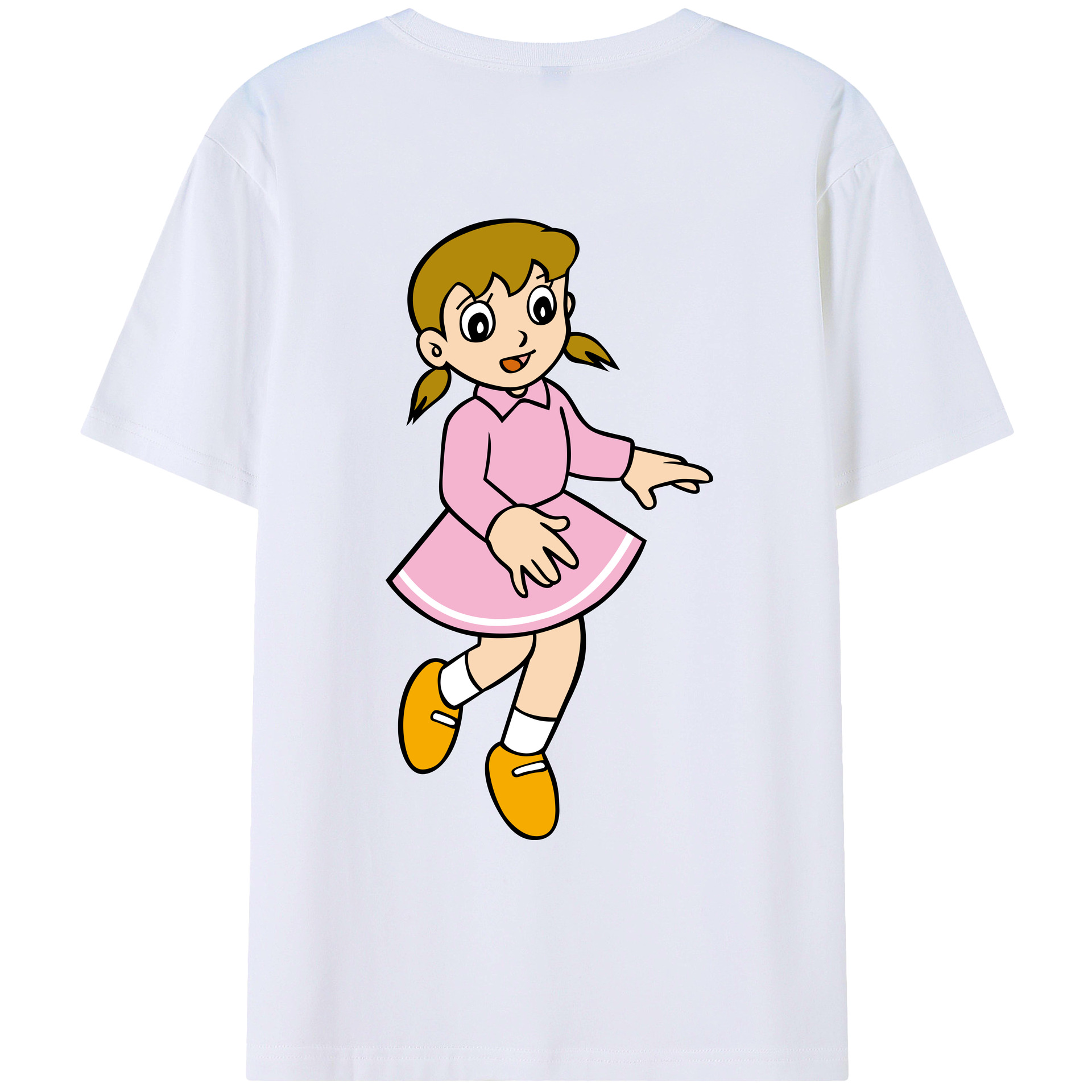 （画像用） ドラえもん みなもと しずか Doraemon Shizuka Minamoto 綿100％ メンズ半袖Tシャツ（バックプリント） 通気性