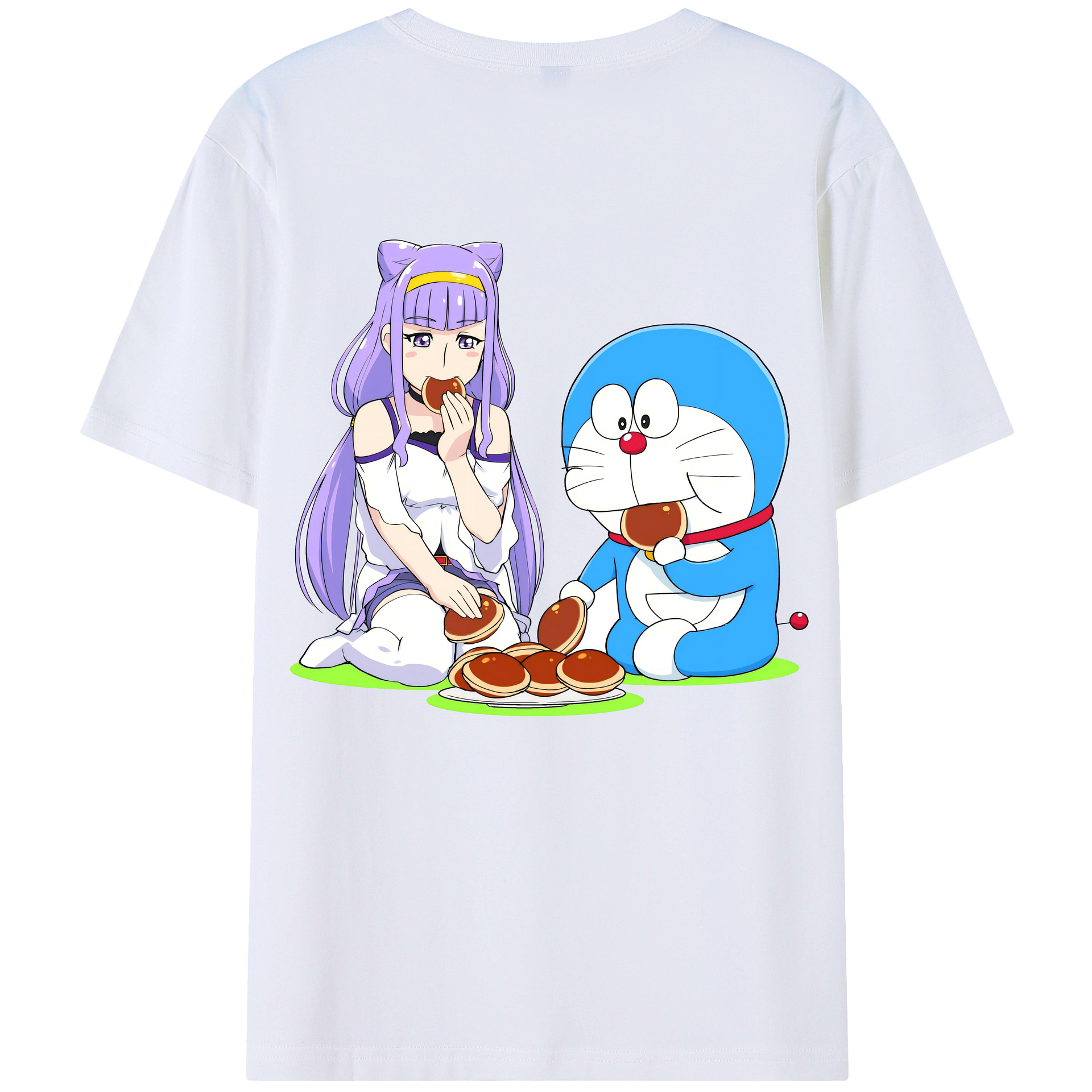 （画像用） ドラえもん Doraemon 綿100％ メンズ半袖Tシャツ（バックプリント） 通気性
