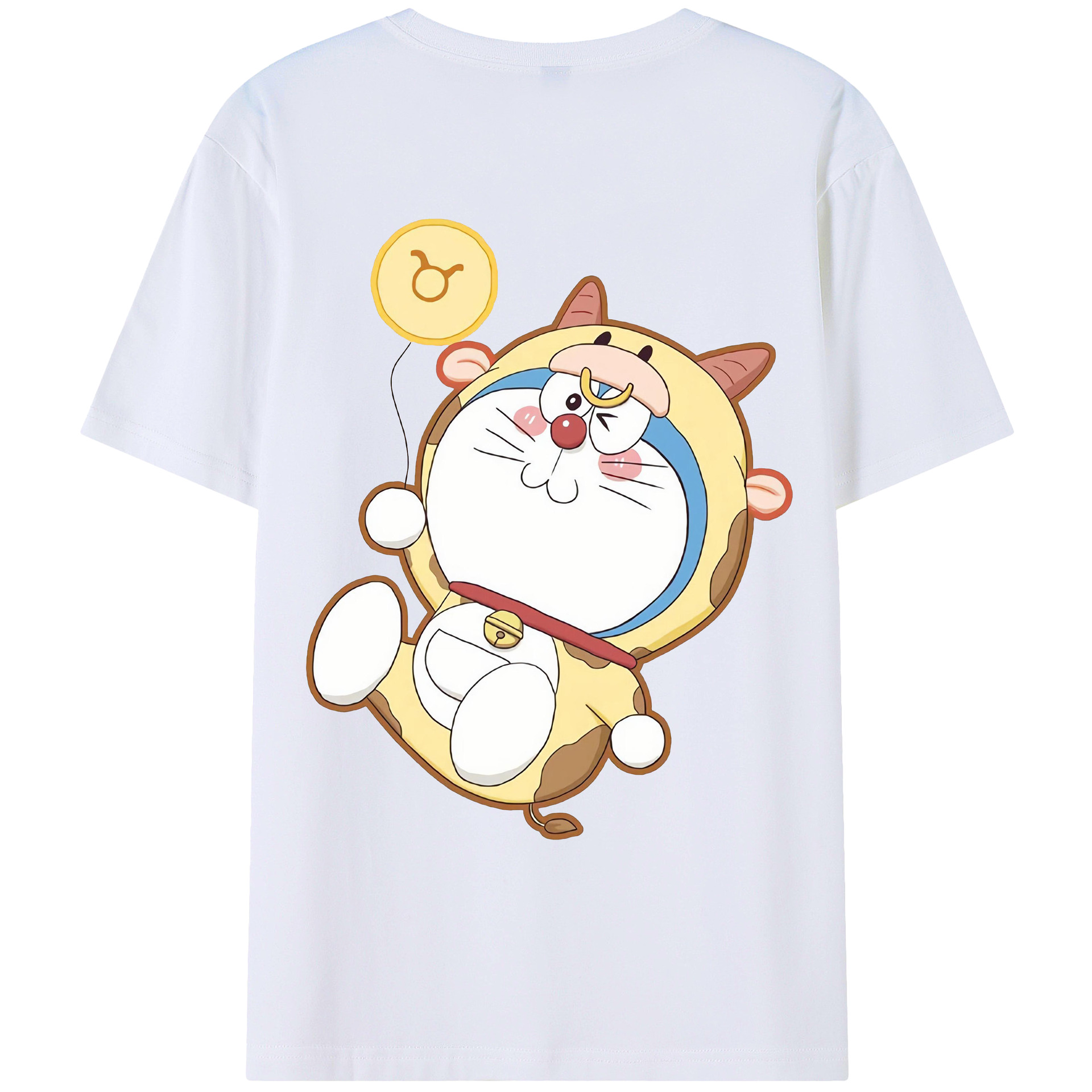 （画像用） ドラえもん Doraemon 綿100％ メンズ半袖Tシャツ（バックプリント） 通気性