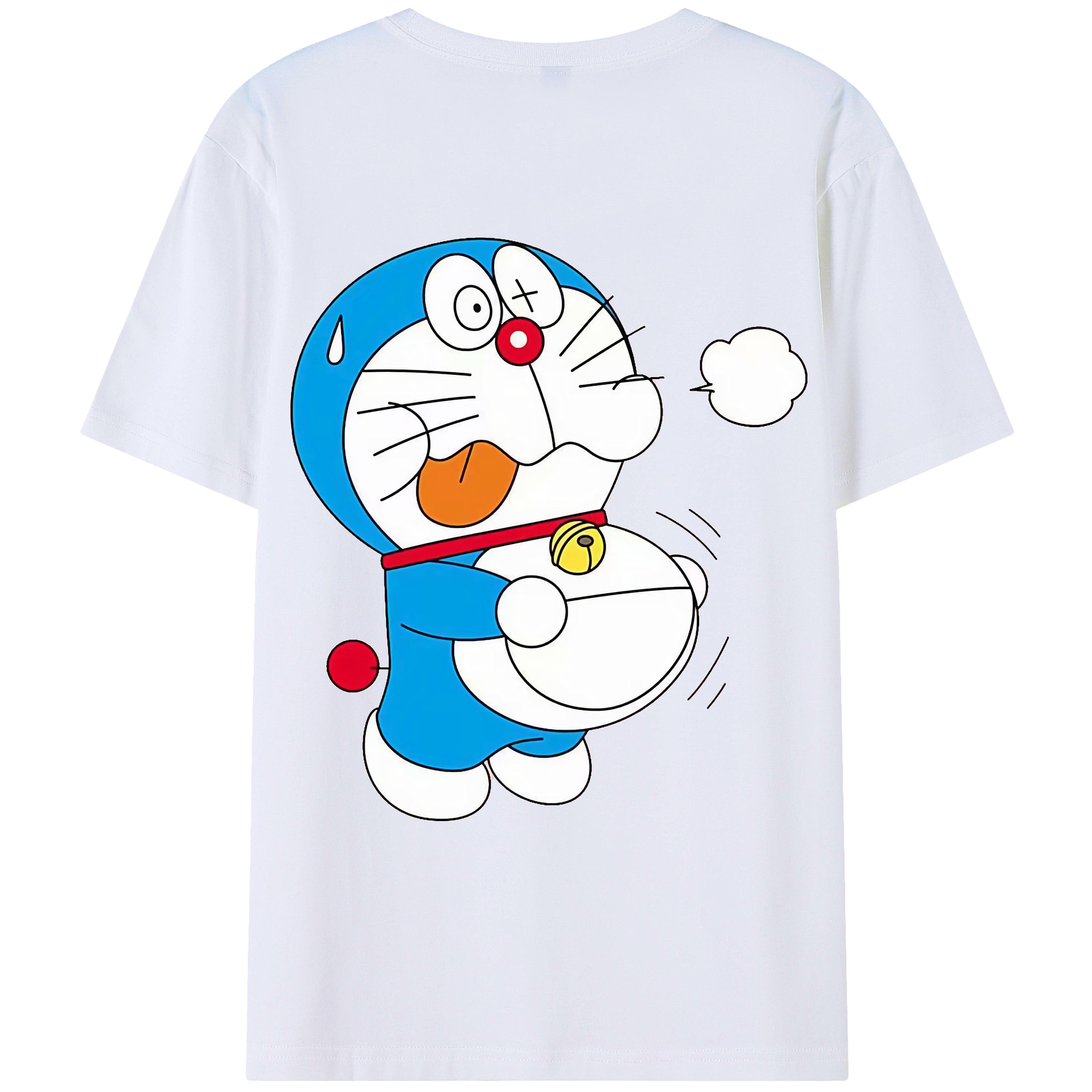 （画像用） ドラえもん Doraemon 綿100％ メンズ半袖Tシャツ（バックプリント） 通気性