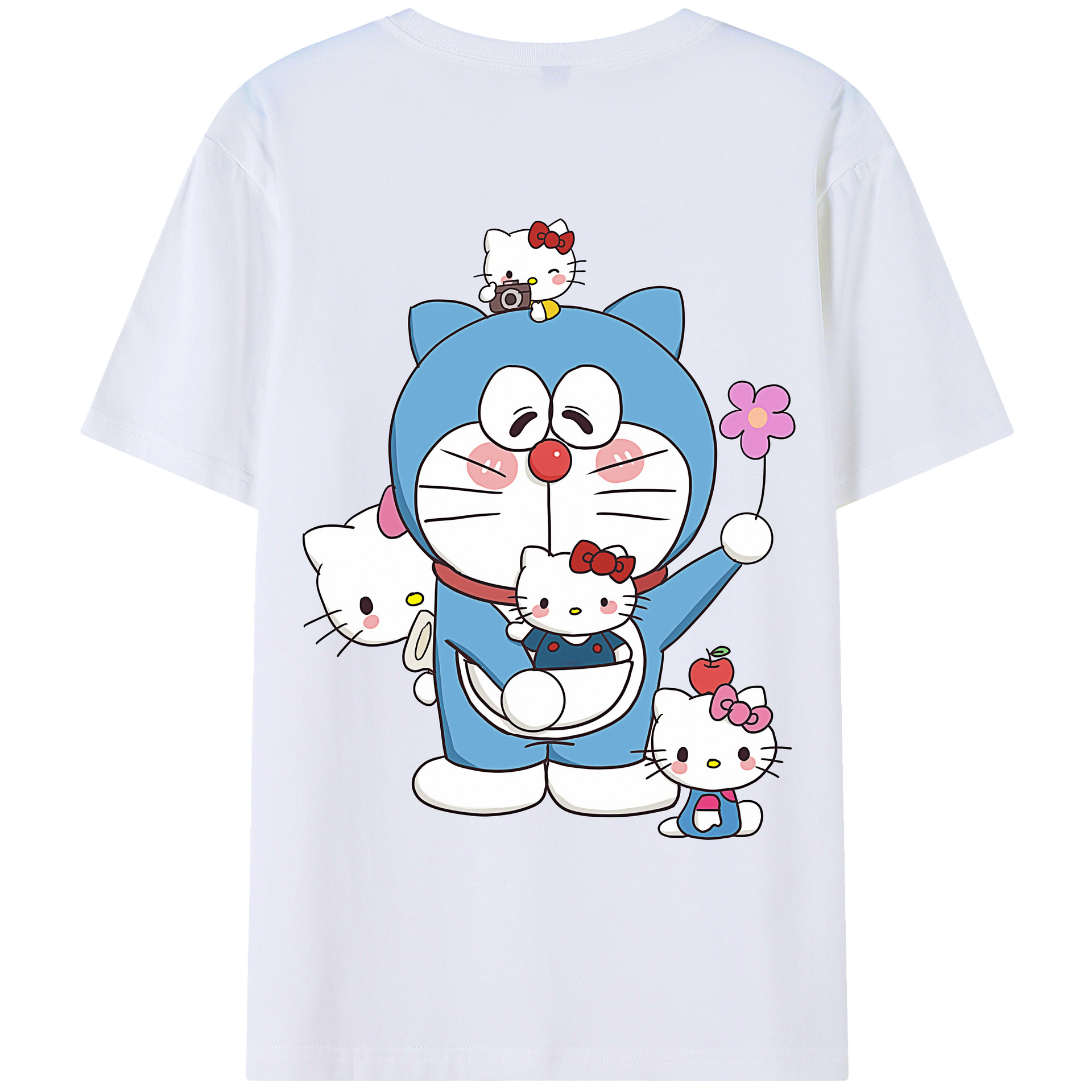 （画像用） ドラえもん Doraemon 綿100％ メンズ半袖Tシャツ（バックプリント） 通気性