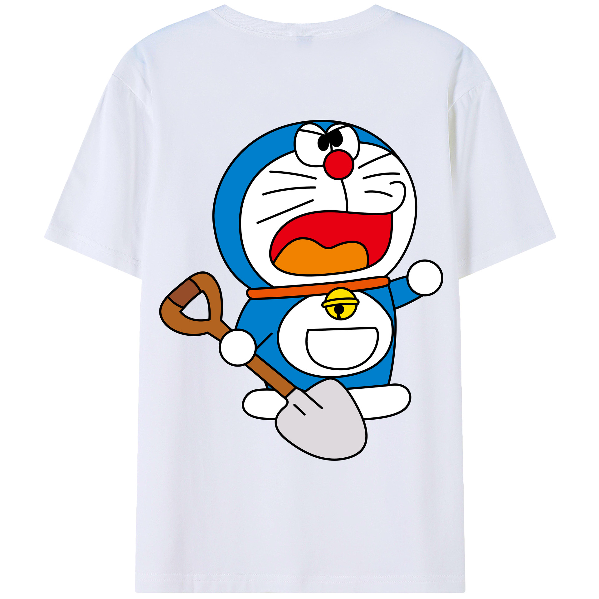 （画像用） ドラえもん Doraemon 綿100％ メンズ半袖Tシャツ（バックプリント） 通気性