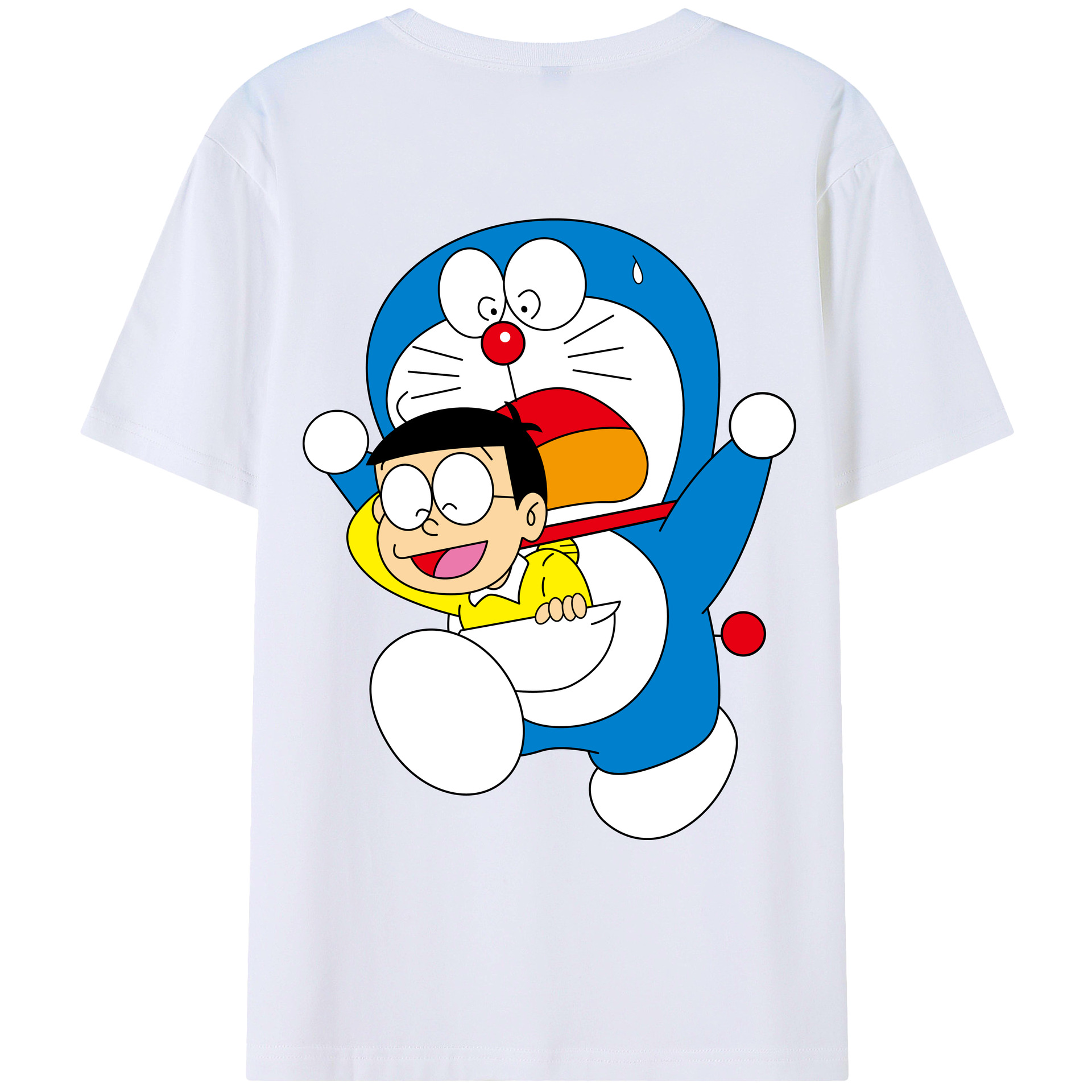 （画像用） ドラえもん Doraemon 綿100％ メンズ半袖Tシャツ（バックプリント） 通気性