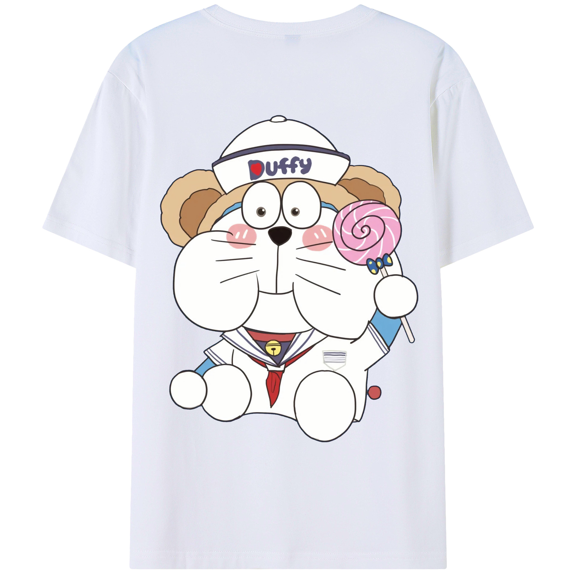 （画像用） ドラえもん Doraemon 綿100％ メンズ半袖Tシャツ（バックプリント） 通気性