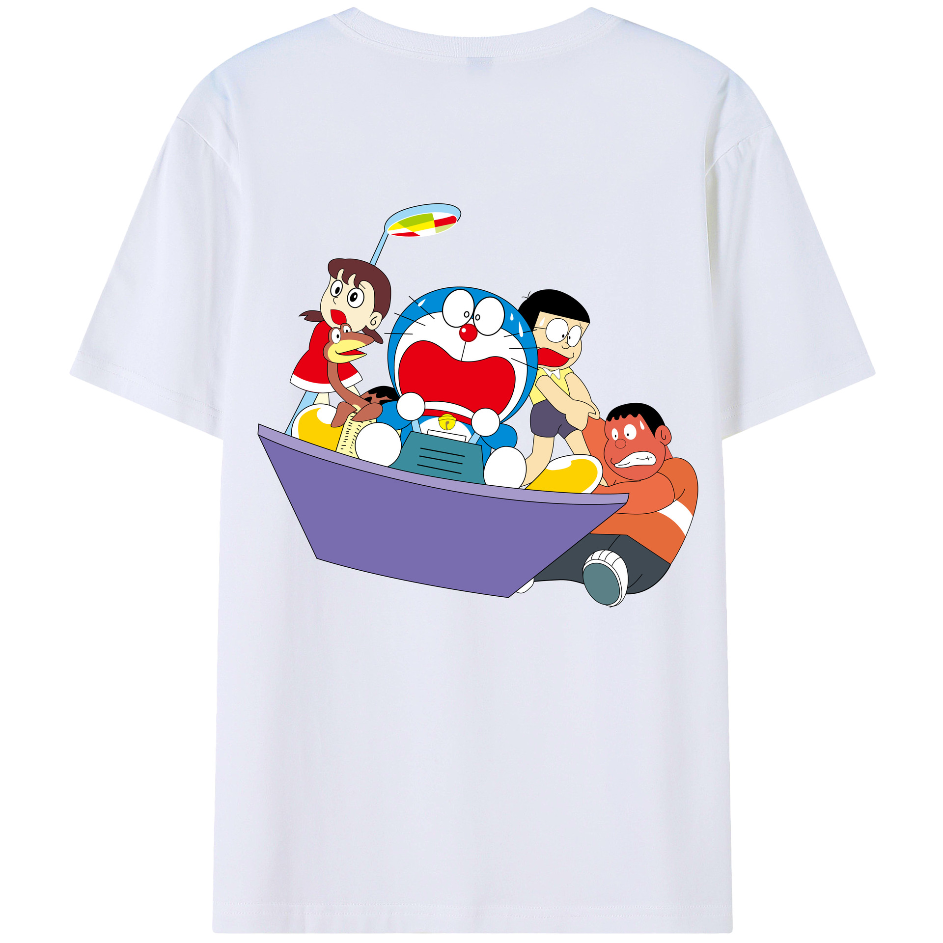 （画像用） ドラえもん Doraemon 綿100％ メンズ半袖Tシャツ（バックプリント） 通気性