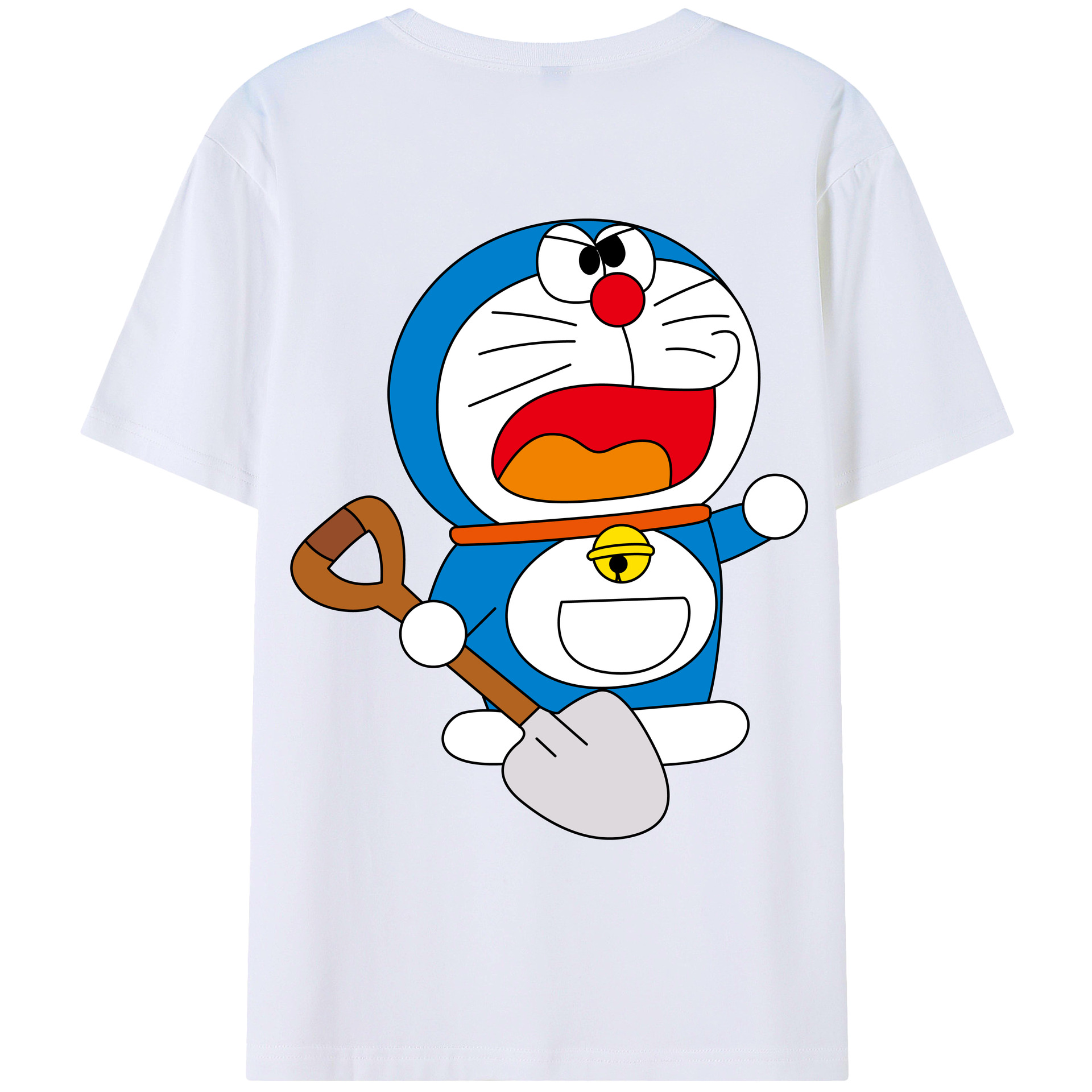 （画像用） ドラえもん Doraemon 綿100％ メンズ半袖Tシャツ（バックプリント） 通気性