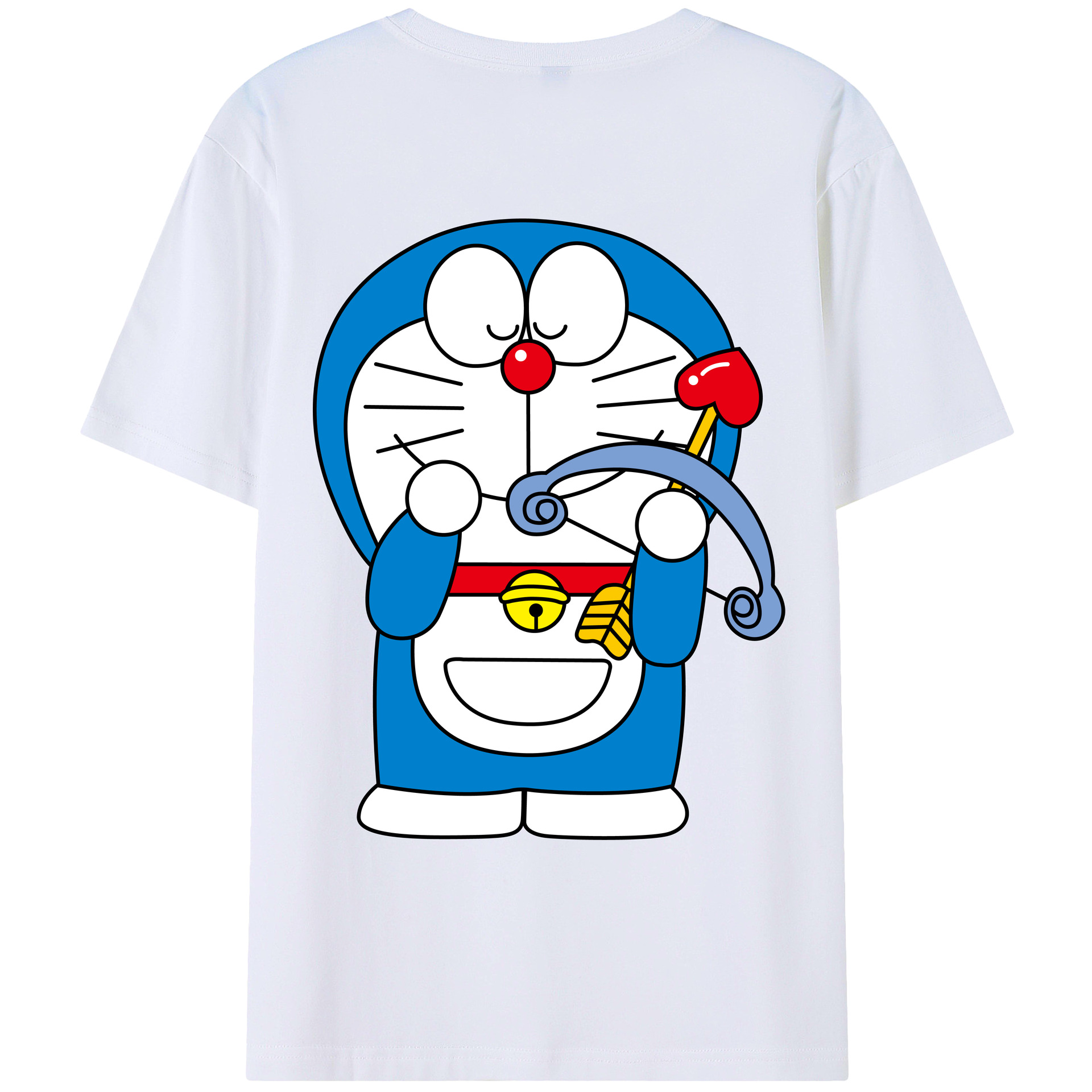 （画像用） ドラえもん Doraemon 綿100％ メンズ半袖Tシャツ（バックプリント） 通気性