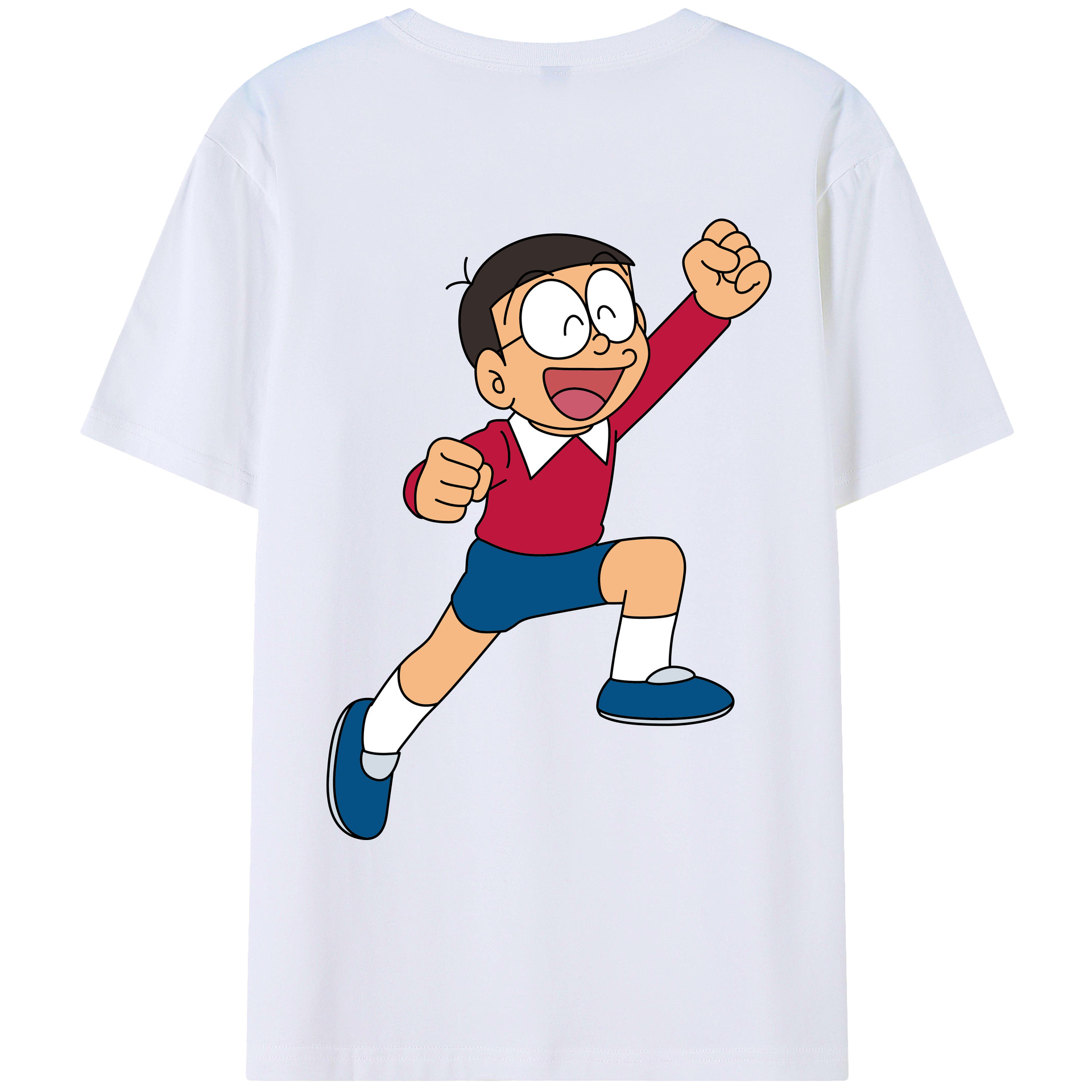 （画像用） ドラえもん 野比 のび太 Doraemon Nobita Nobi 綿100％ メンズ半袖Tシャツ（バックプリント） 通気性