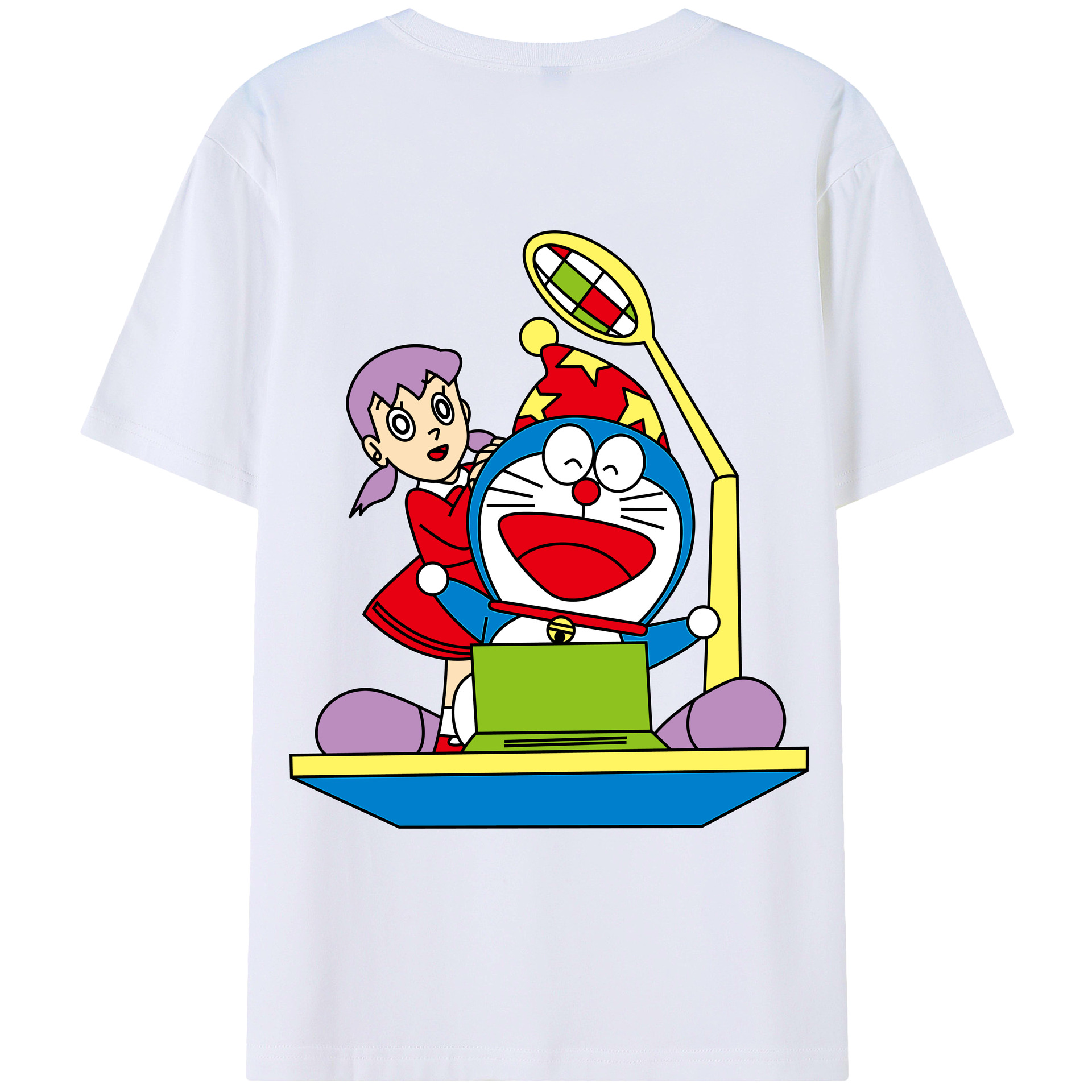 （画像用） ドラえもん みなもと しずか Doraemon Shizuka Minamoto 綿100％ メンズ半袖Tシャツ（バックプリント） 通気性