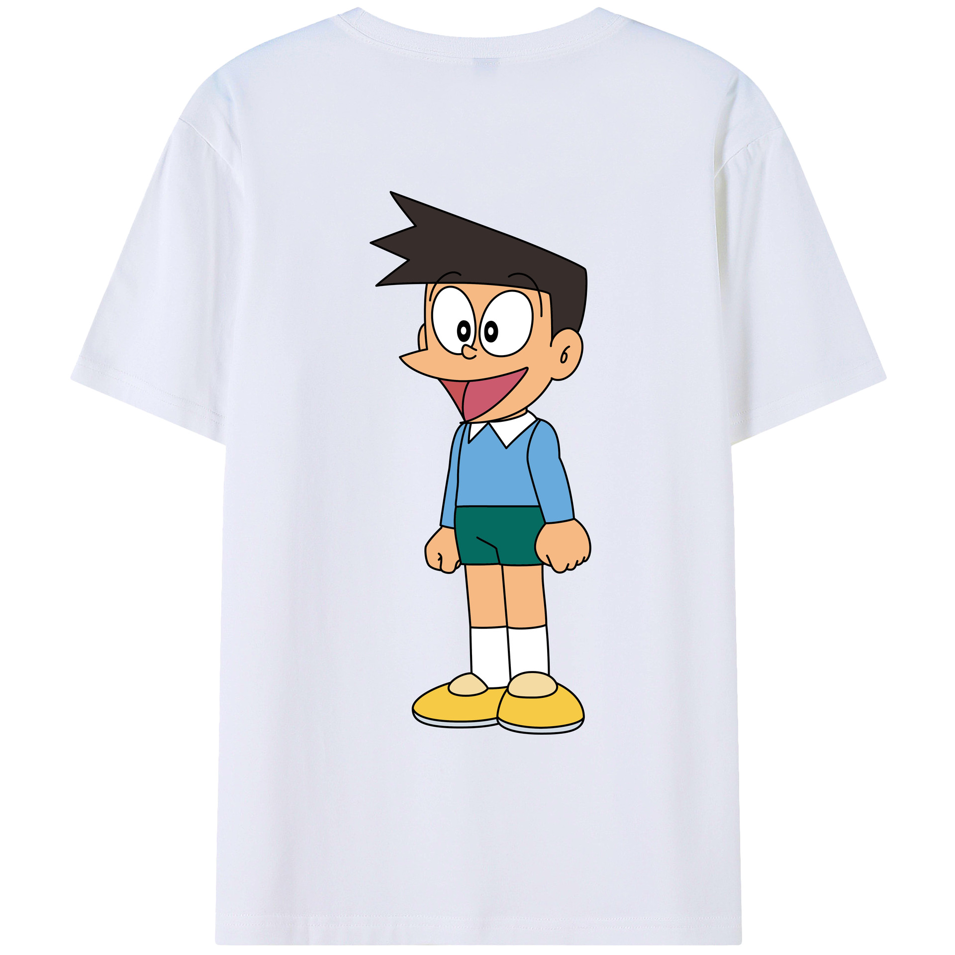（画像用） ドラえもん 骨川 スネ夫 Doraemon Honekawa Suneo 綿100％ メンズ半袖Tシャツ（バックプリント） 通気性
