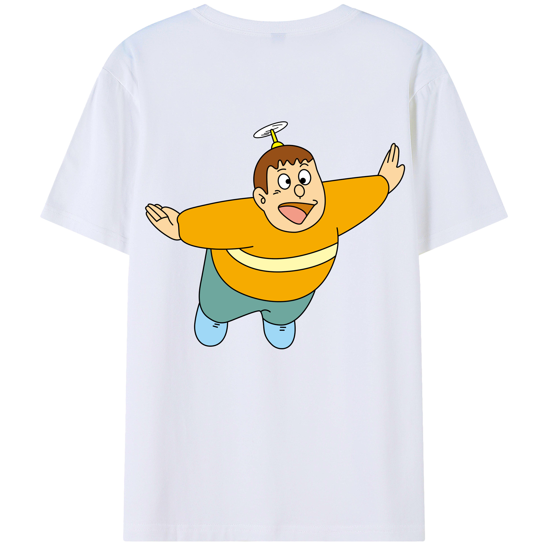 （画像用） ドラえもん 剛田武 Doraemon Gouta Takeshi 綿100％ メンズ半袖Tシャツ（バックプリント） 通気性