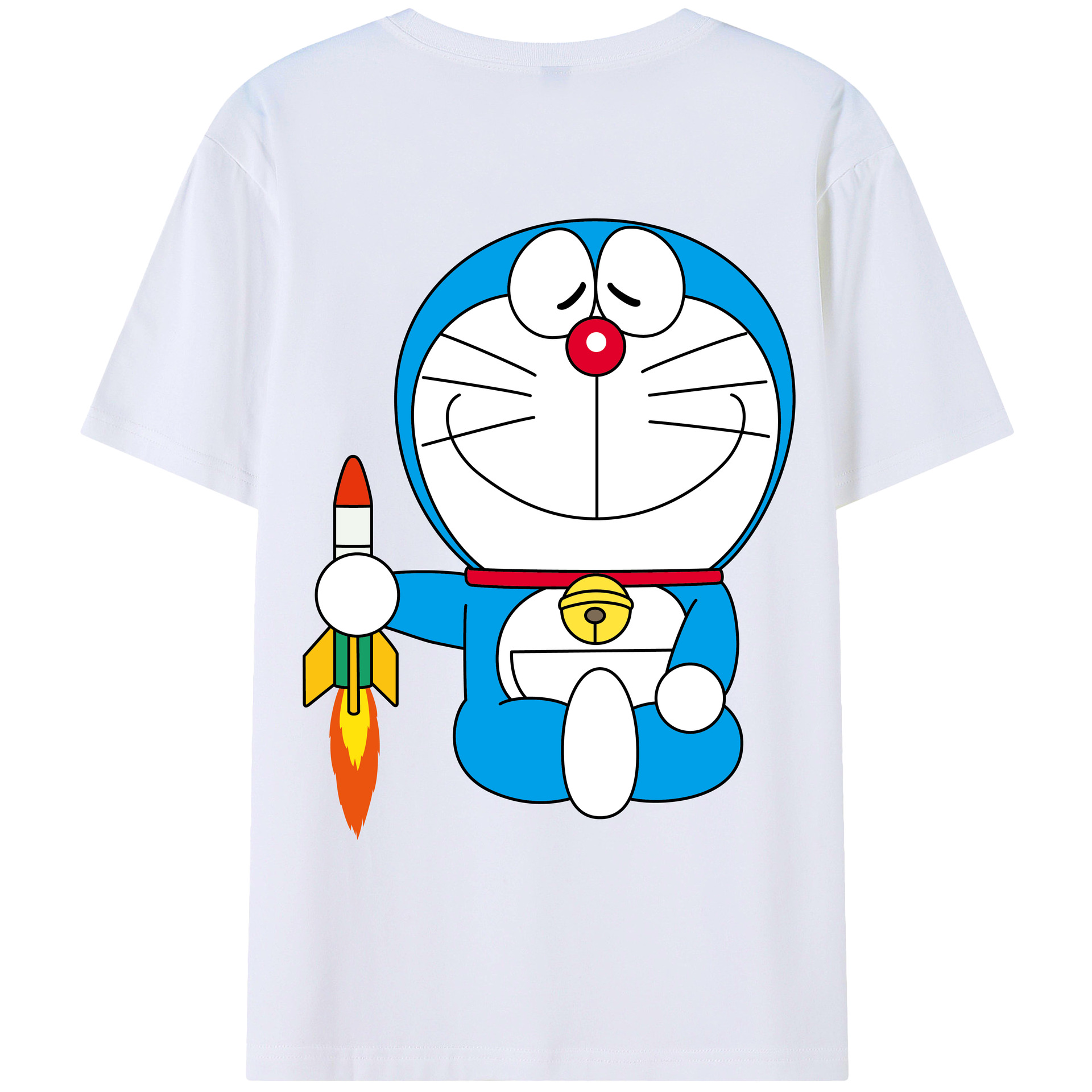 （画像用） ドラえもん Doraemon 綿100％ メンズ半袖Tシャツ（バックプリント） 通気性
