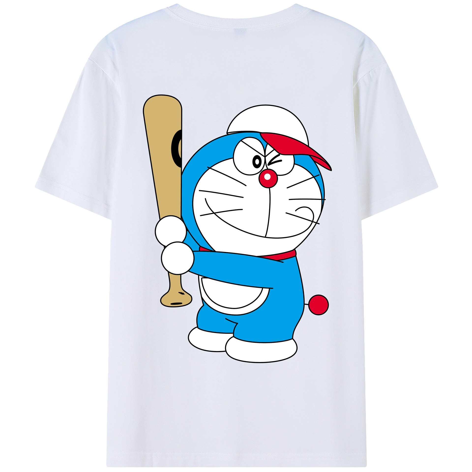 （画像用） ドラえもん Doraemon 綿100％ メンズ半袖Tシャツ（バックプリント） 通気性