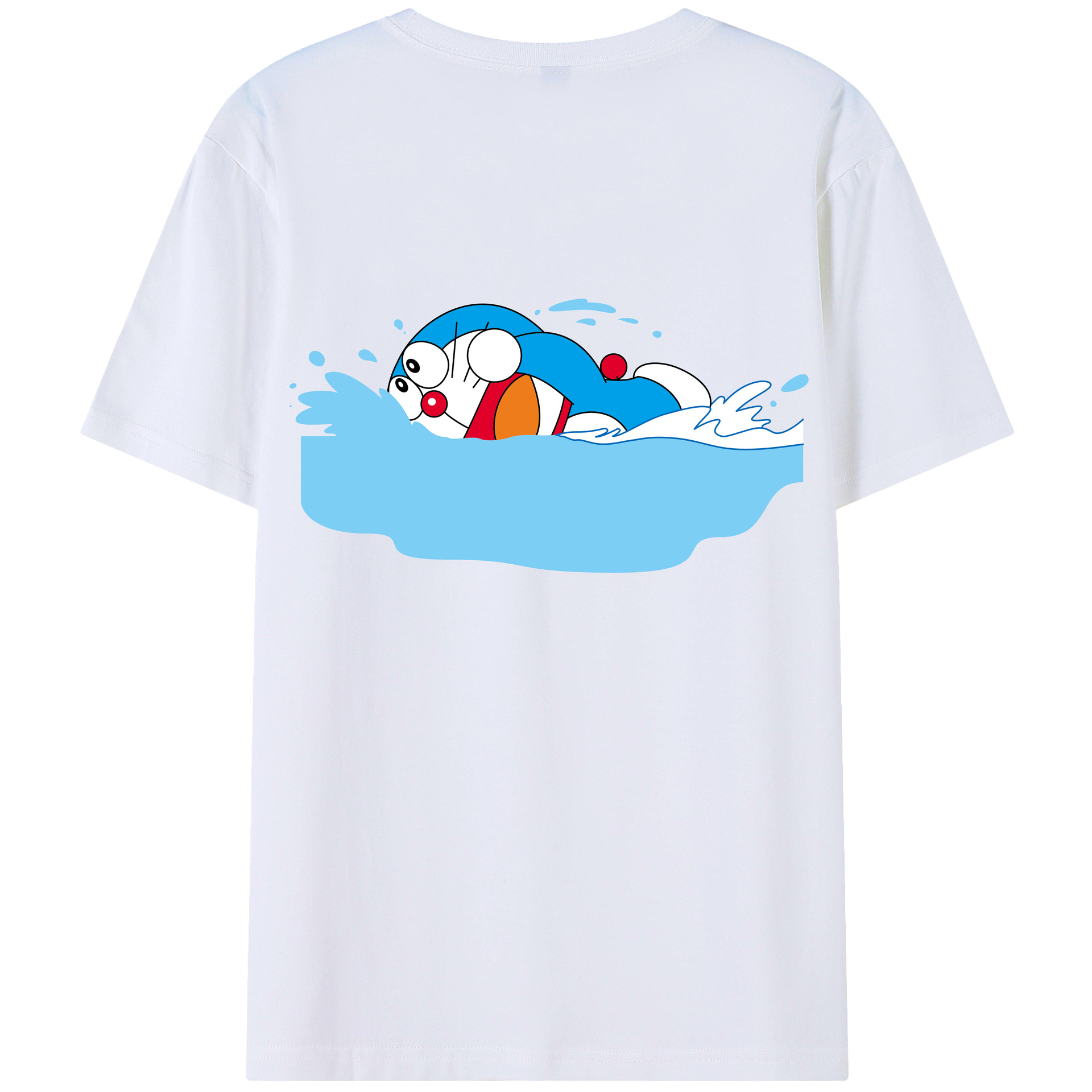 （画像用） ドラえもん Doraemon 綿100％ メンズ半袖Tシャツ（バックプリント） 通気性