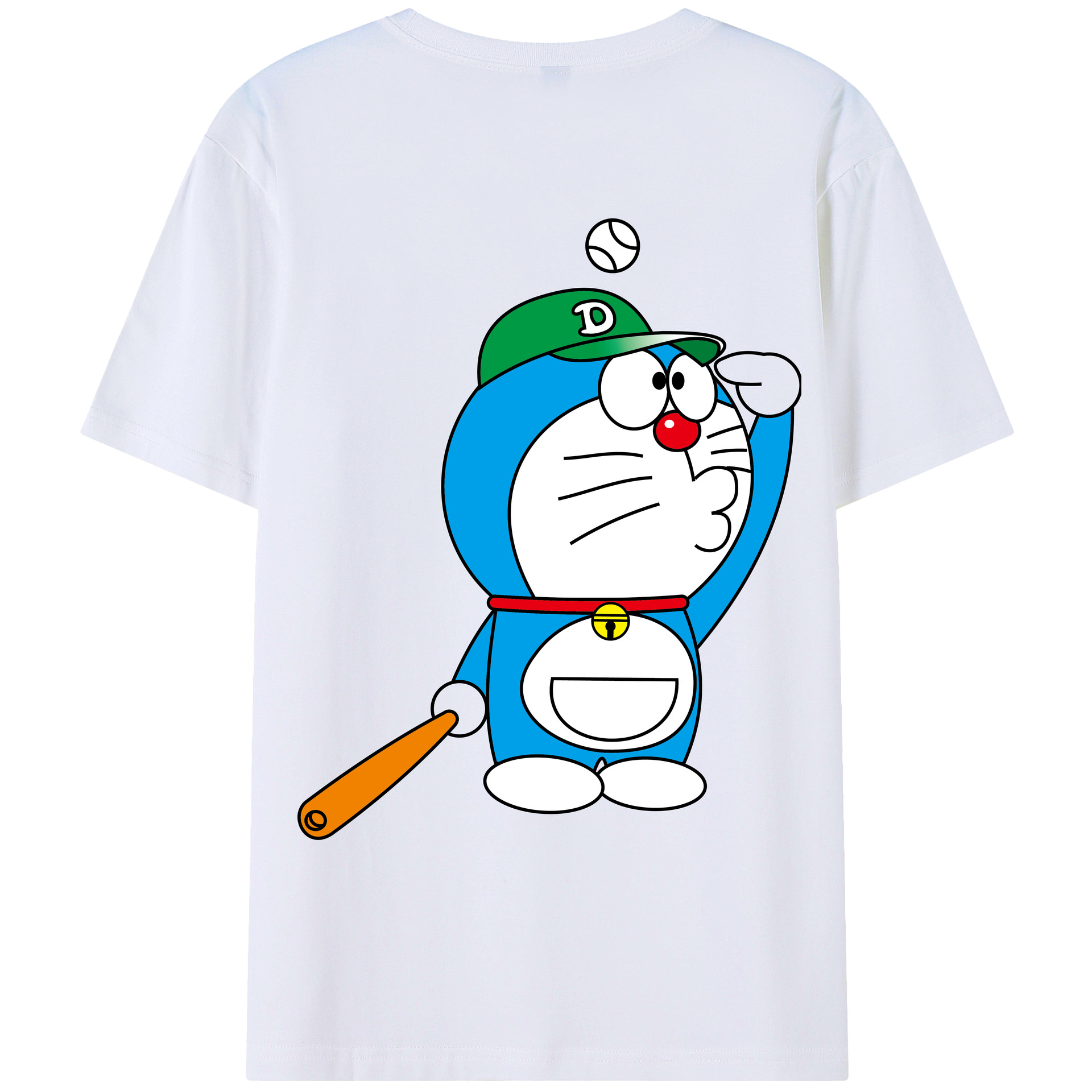 （画像用） ドラえもん Doraemon 綿100％ メンズ半袖Tシャツ（バックプリント） 通気性