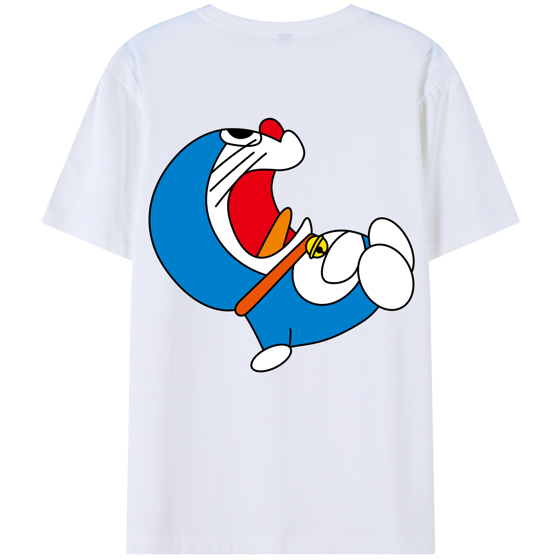 （画像用） ドラえもん Doraemon 綿100％ メンズ半袖Tシャツ（バックプリント） 通気性